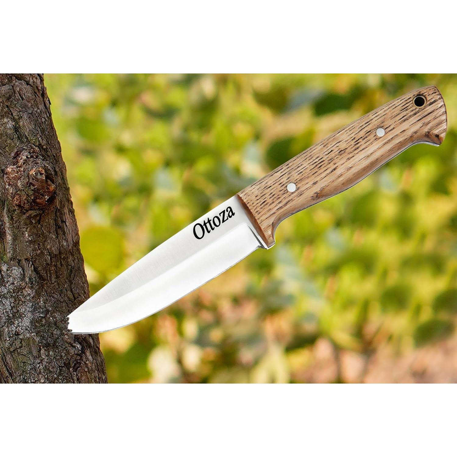 Cuchillo de Bushcraft Ottoza 394 con Mango de Madera de Fresno