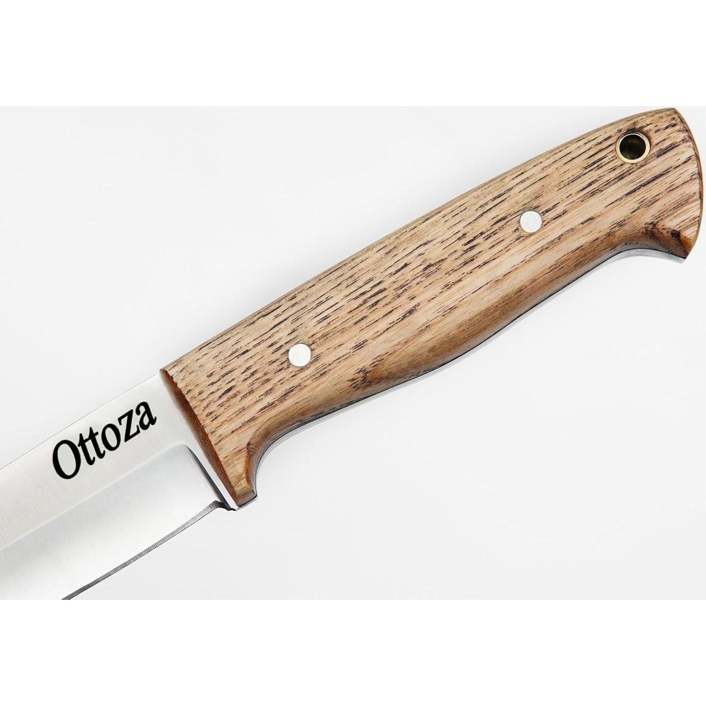 Cuchillo de Bushcraft Ottoza 394 con Mango de Madera de Fresno