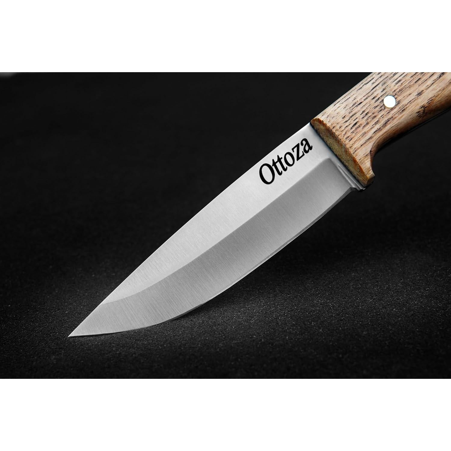 Cuchillo de Bushcraft Ottoza 394 con Mango de Madera de Fresno