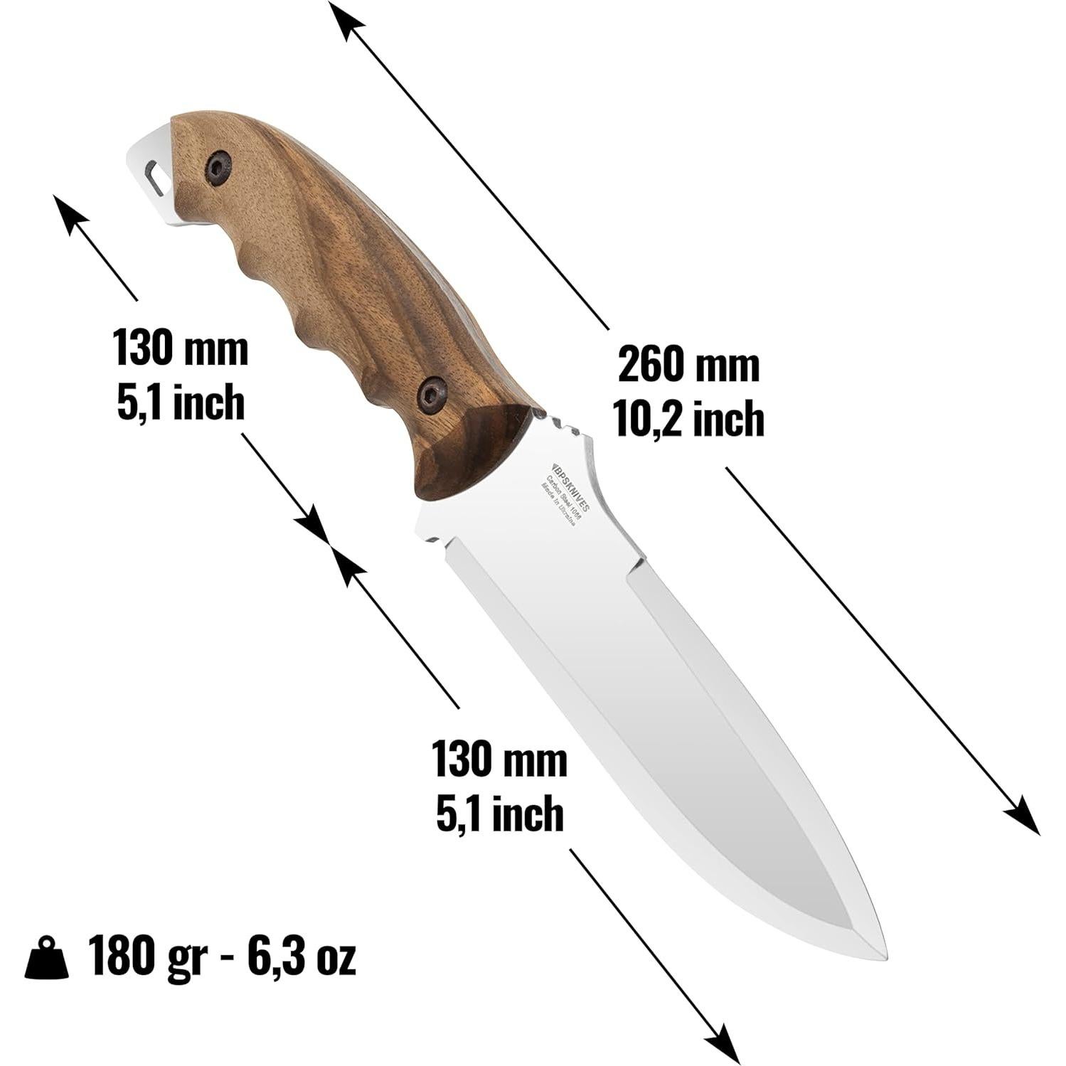 Cuchillo de Caza BPS HK2 - Acero al Carbono 130mm con Funda