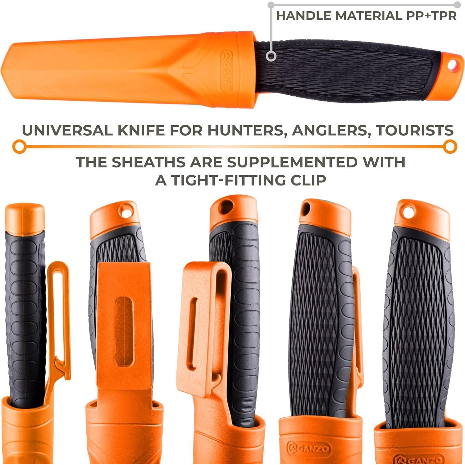 Cuchillo Ganzo G806-OR Hoja Fija 9.8 cm Acero 8CR14 Antideslizante