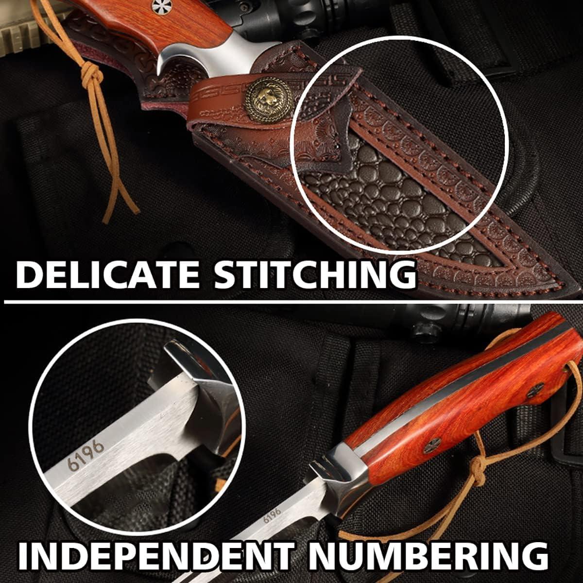 Cuchillo de Caza QIXENIO M390 Full-Tang con Funda de Cuero