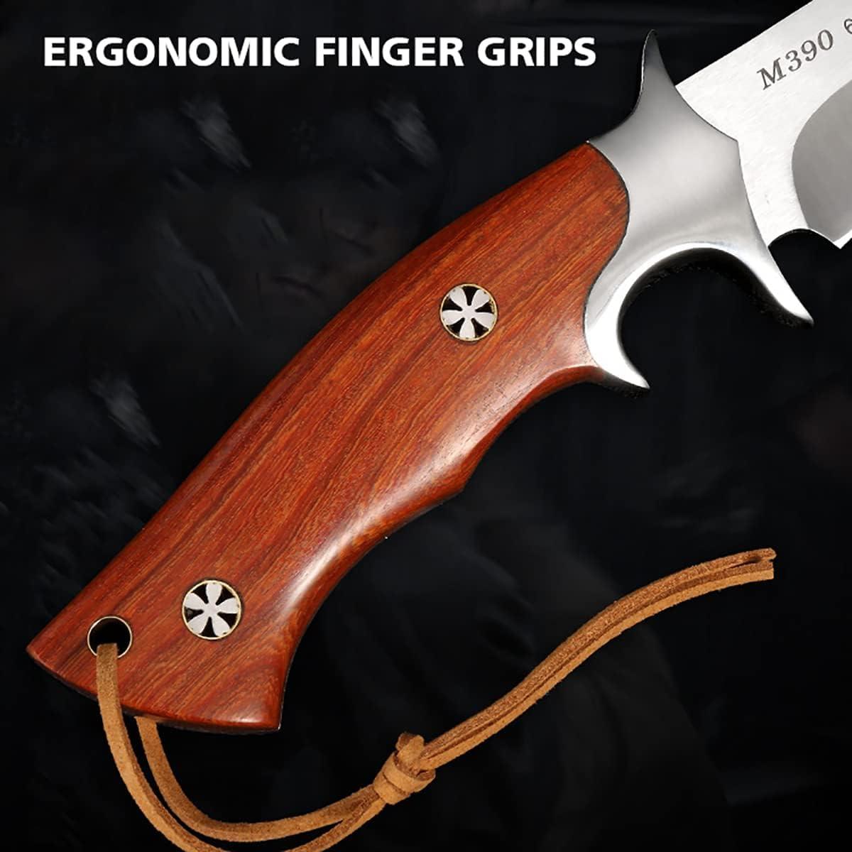 Cuchillo de Caza QIXENIO M390 Full-Tang con Funda de Cuero