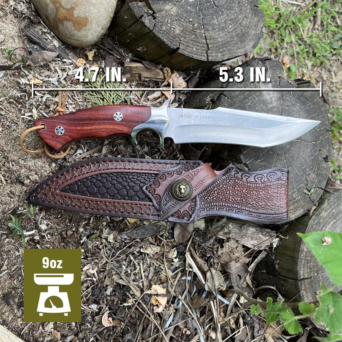 Cuchillo de Caza QIXENIO M390 Full-Tang con Funda de Cuero