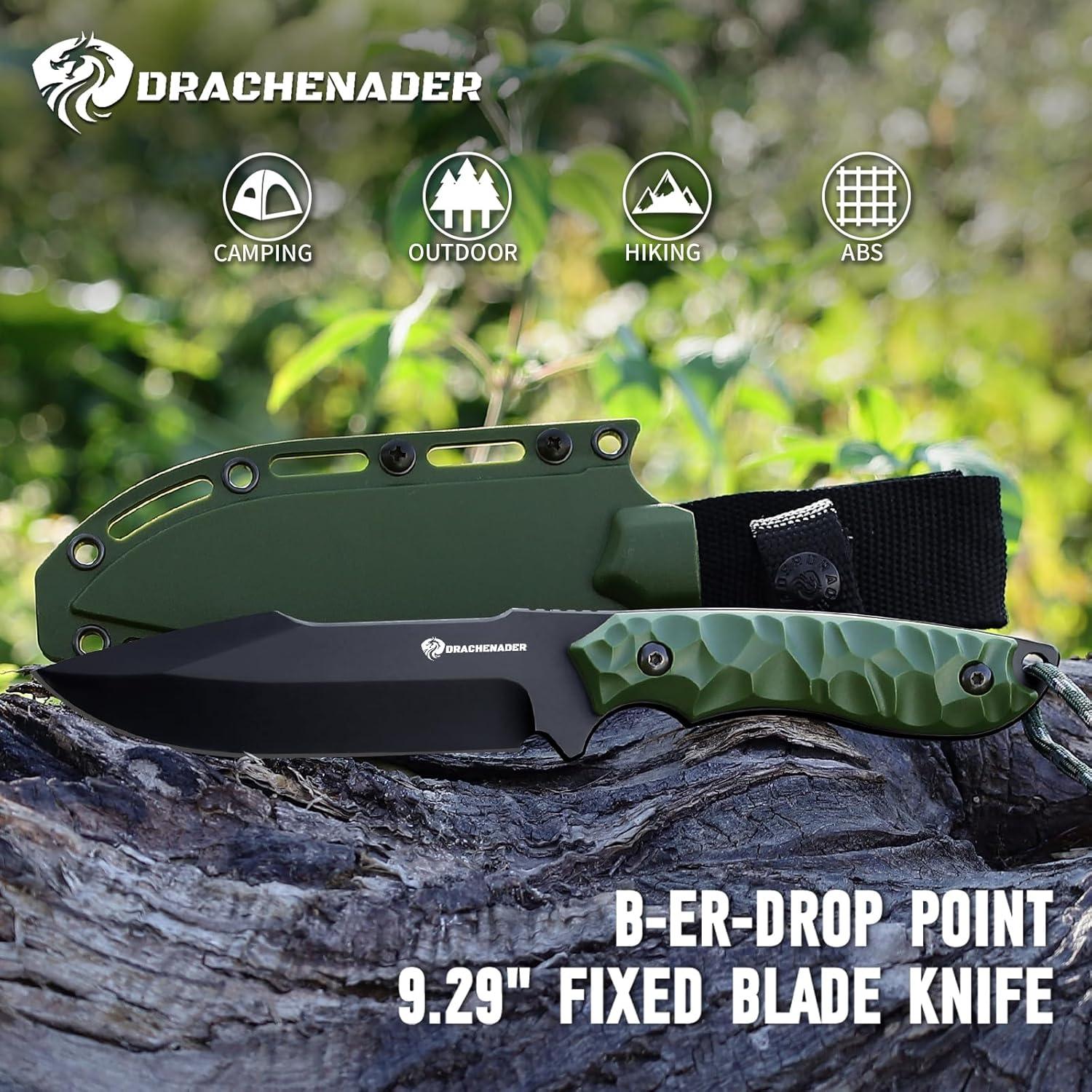 Cuchillo de Supervivencia DRACHENADER con Funda Verde-Negro