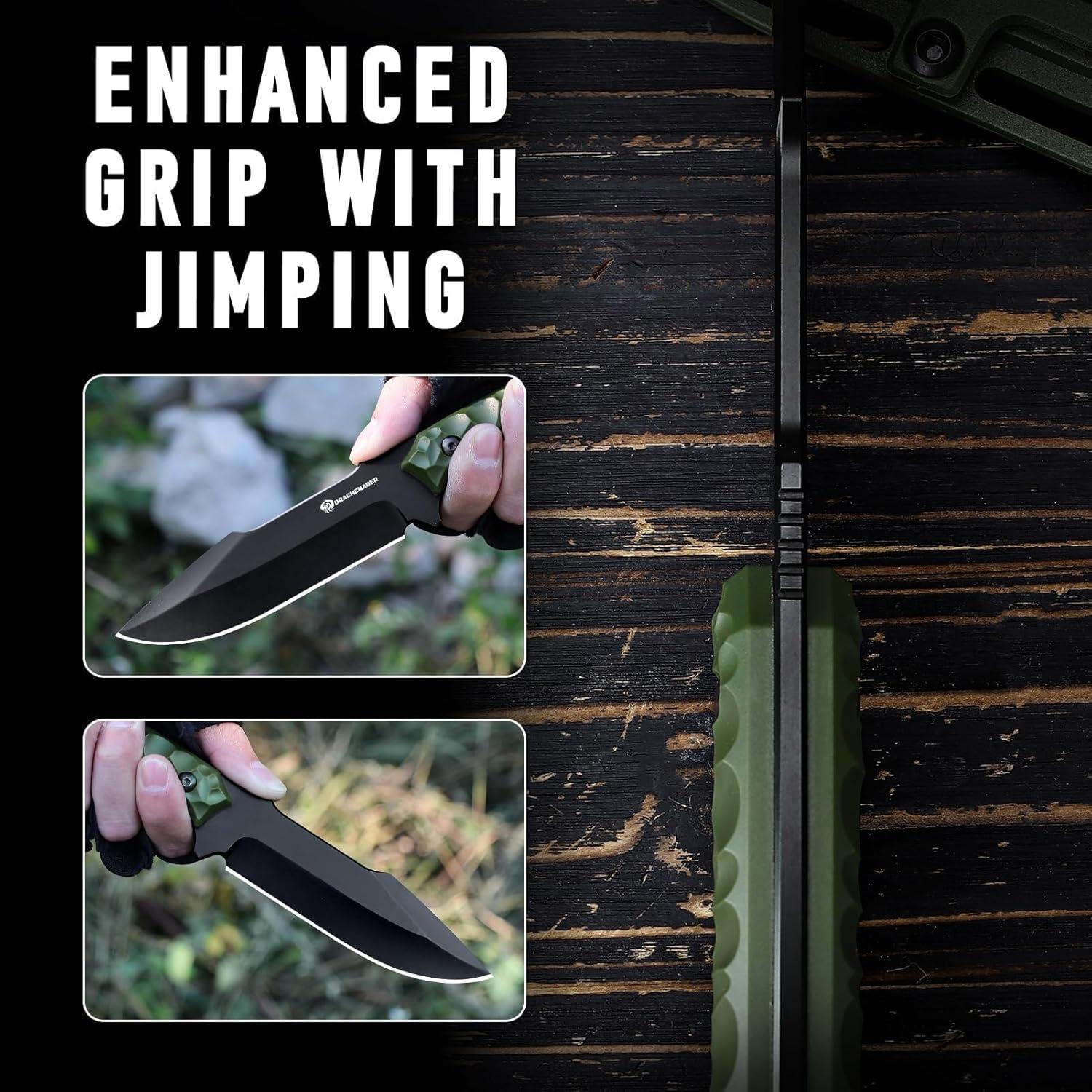 Cuchillo de Supervivencia DRACHENADER con Funda Verde-Negro