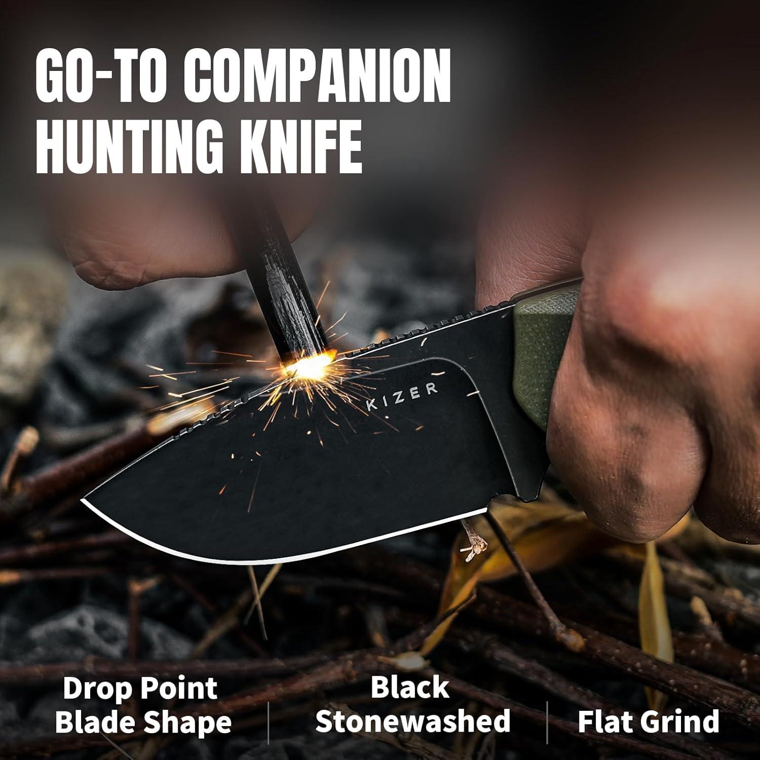 Cuchillo de hoja fija Kizer Beaver D2 6.99 cm con funda EDC