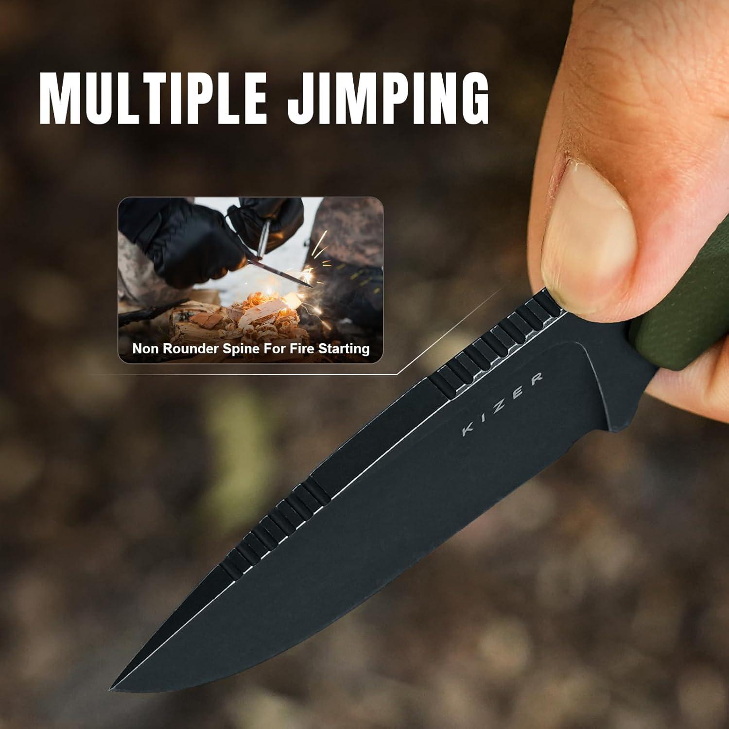 Cuchillo de hoja fija Kizer Beaver D2 6.99 cm con funda EDC