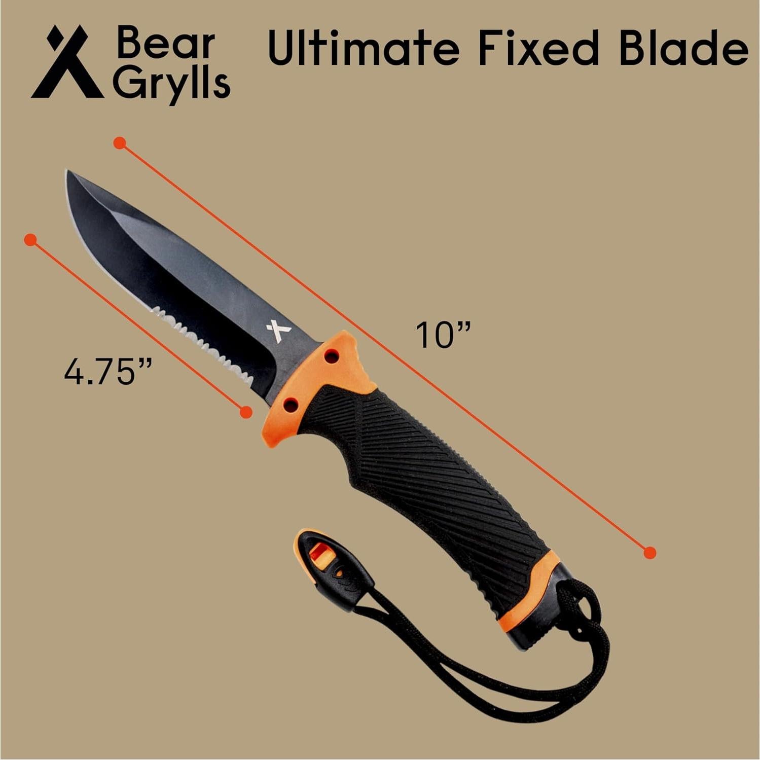 Cuchillo de Hoja Fija Bear Grylls 12.07 cm Full Tang Negro