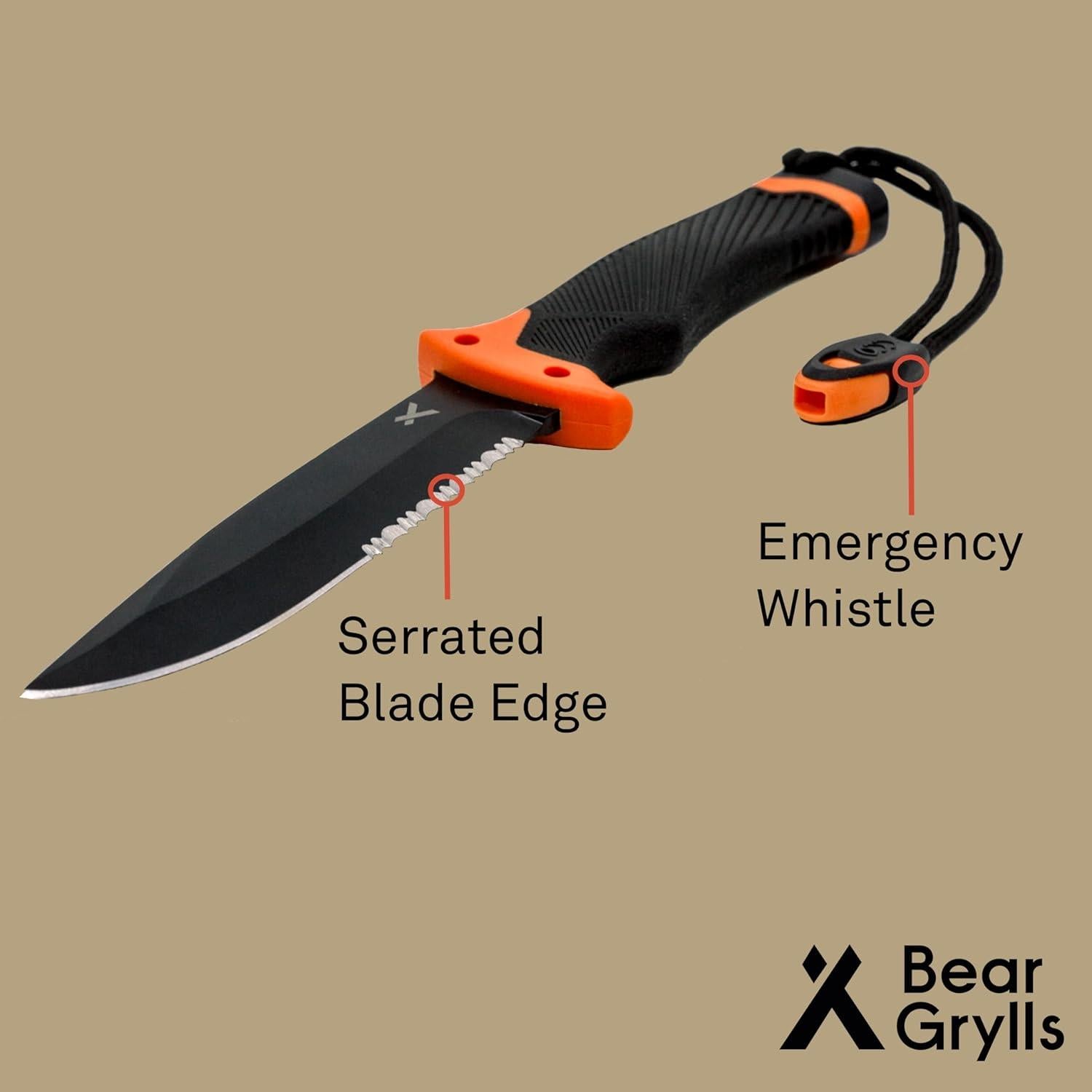 Cuchillo de Hoja Fija Bear Grylls 12.07 cm Full Tang Negro