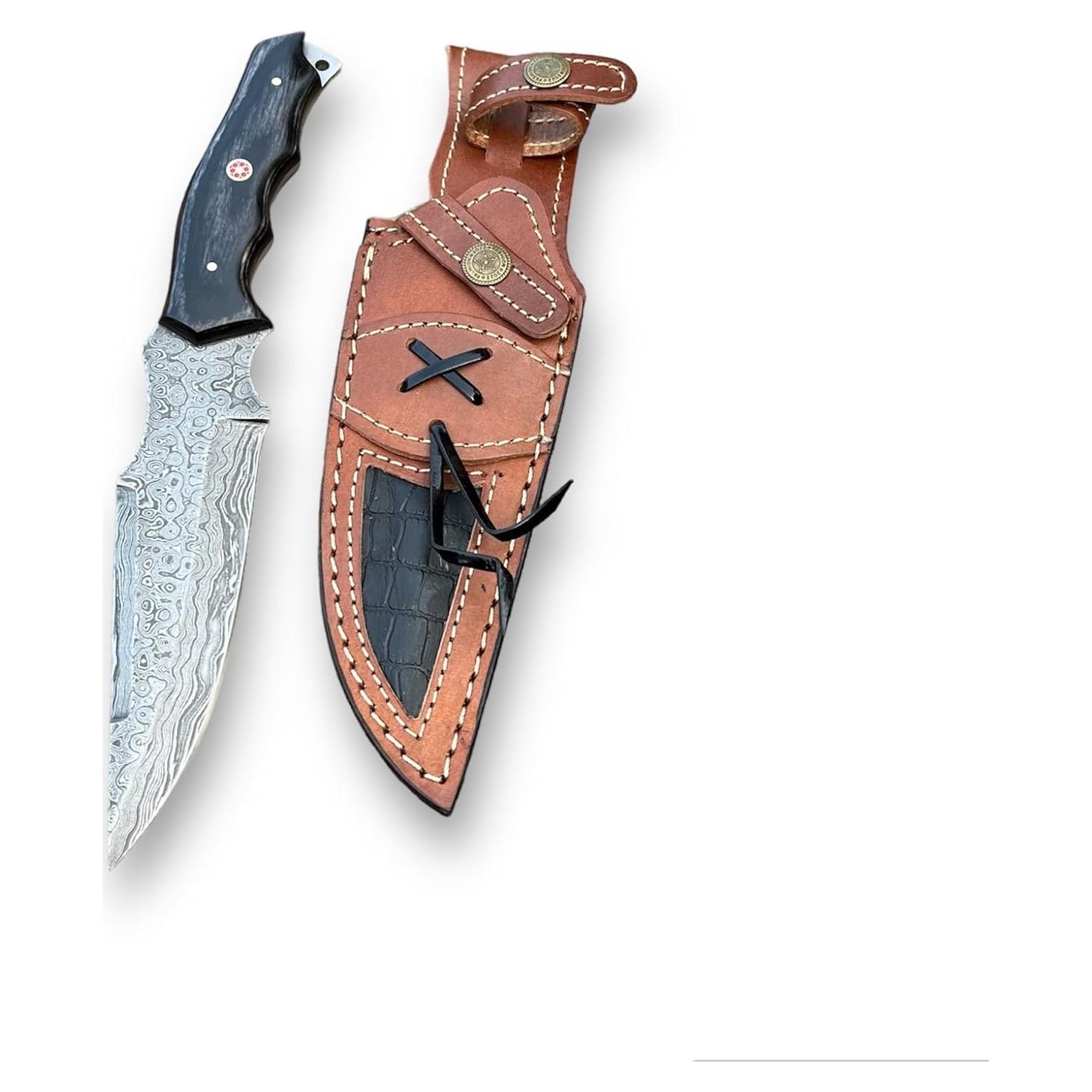 Cuchillo de Caza Damasco MOHID ENT 26.67 cm con Funda de Cuero