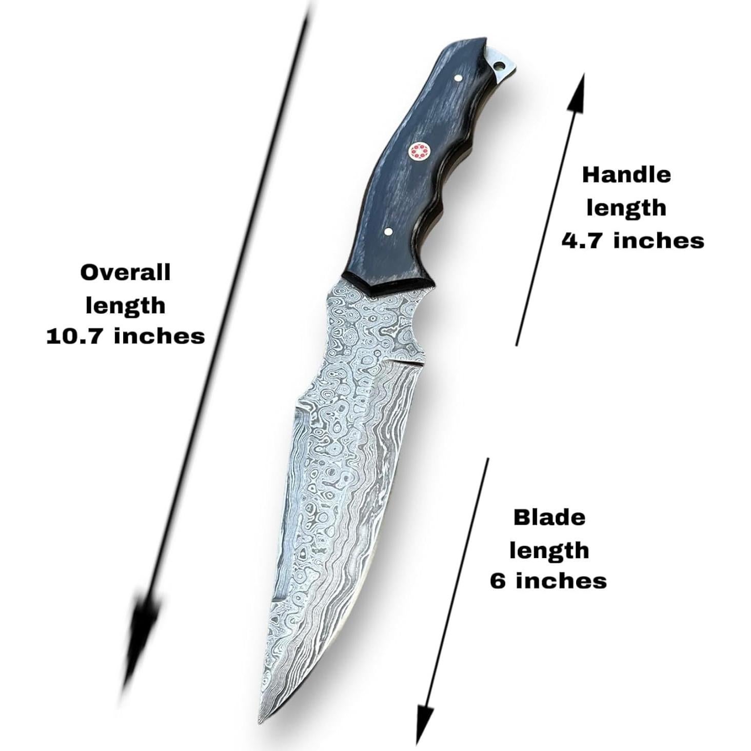 Cuchillo de Caza Damasco MOHID ENT 26.67 cm con Funda de Cuero