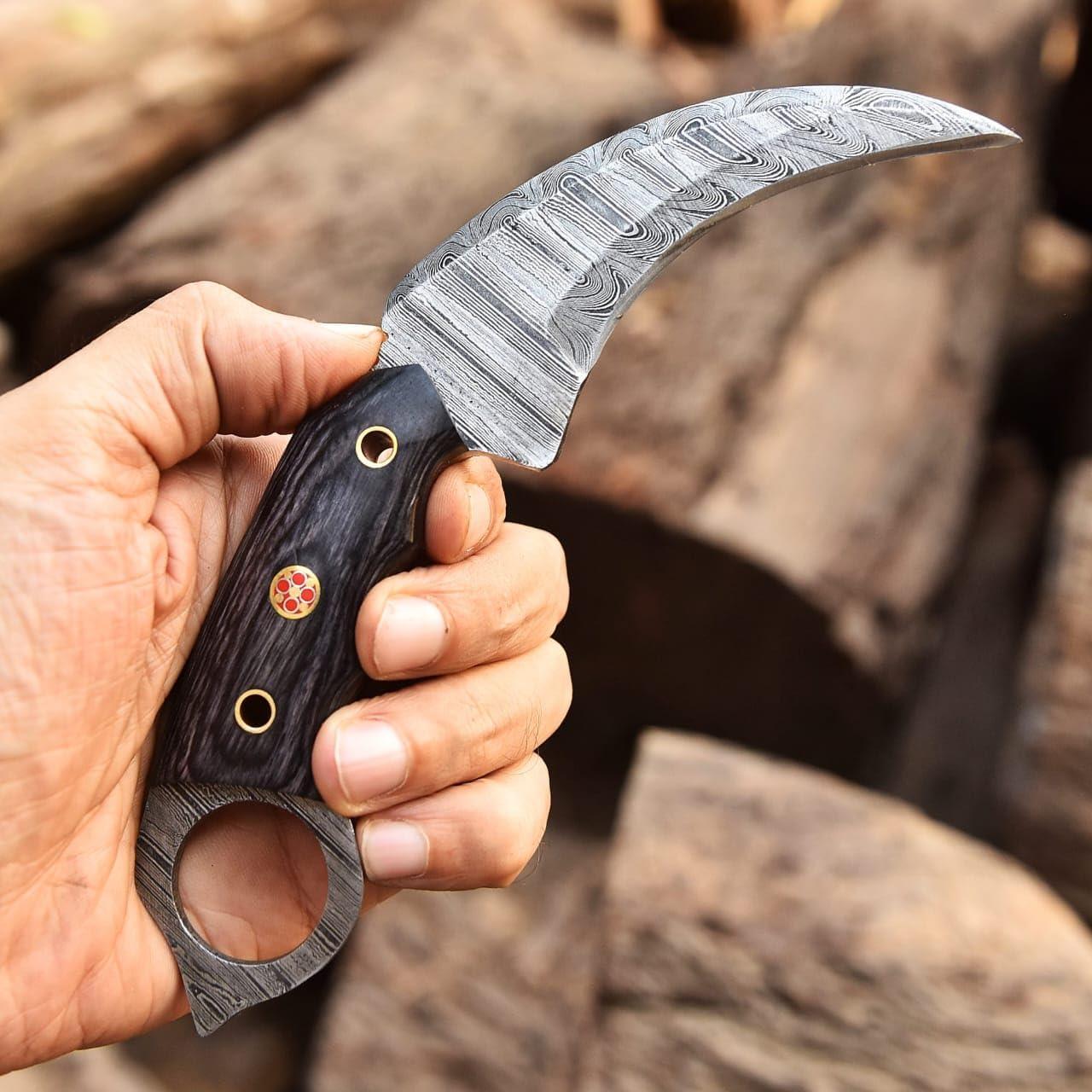 Cuchillo de Caza Lynxxe Damasco 19.05 cm con Funda de Cuero