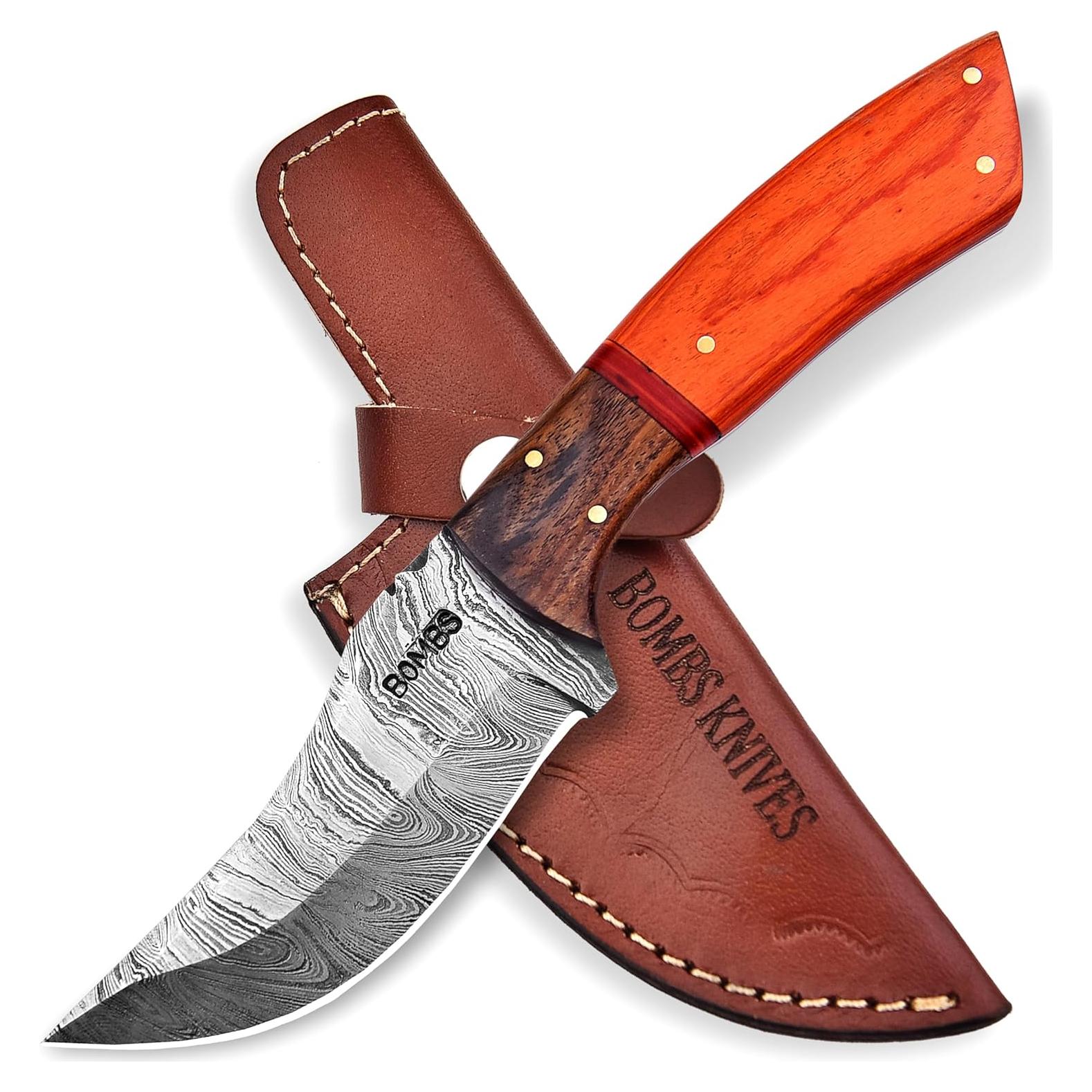 Cuchillo de Caza Damasco Bombs Knives 22.86 cm con Funda