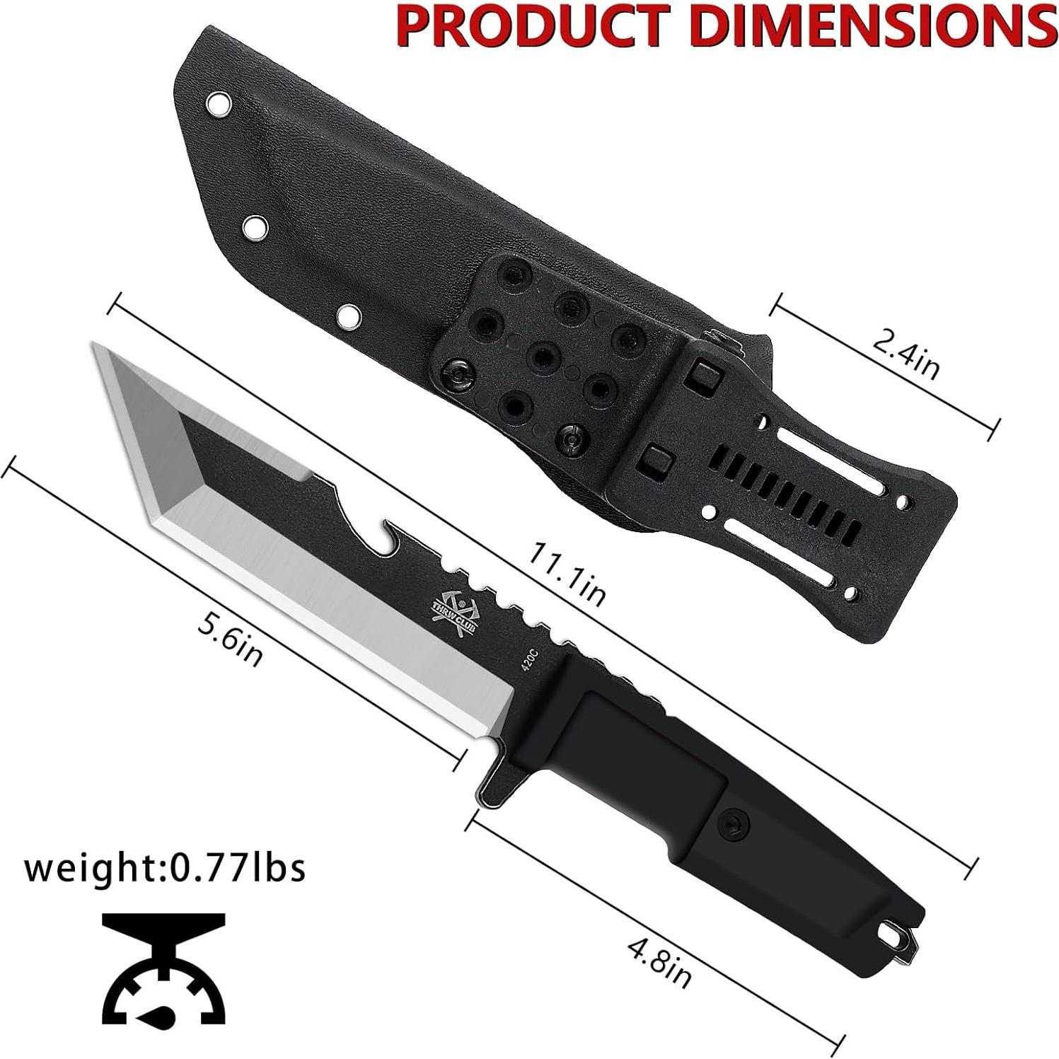 Cuchillo de Supervivencia THRWCLUB 11" con Funda Kydex y Afilador