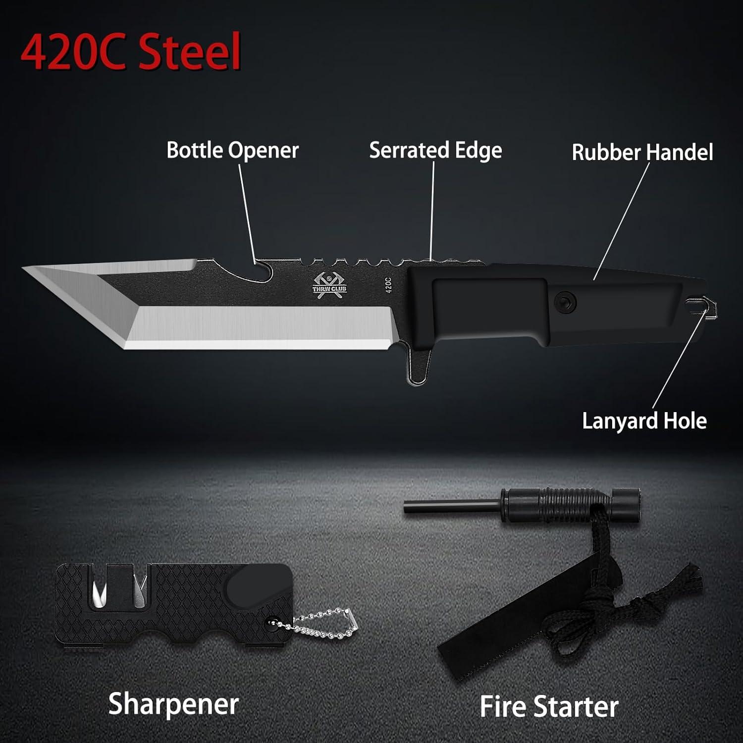 Cuchillo de Supervivencia THRWCLUB 11" con Funda Kydex y Afilador