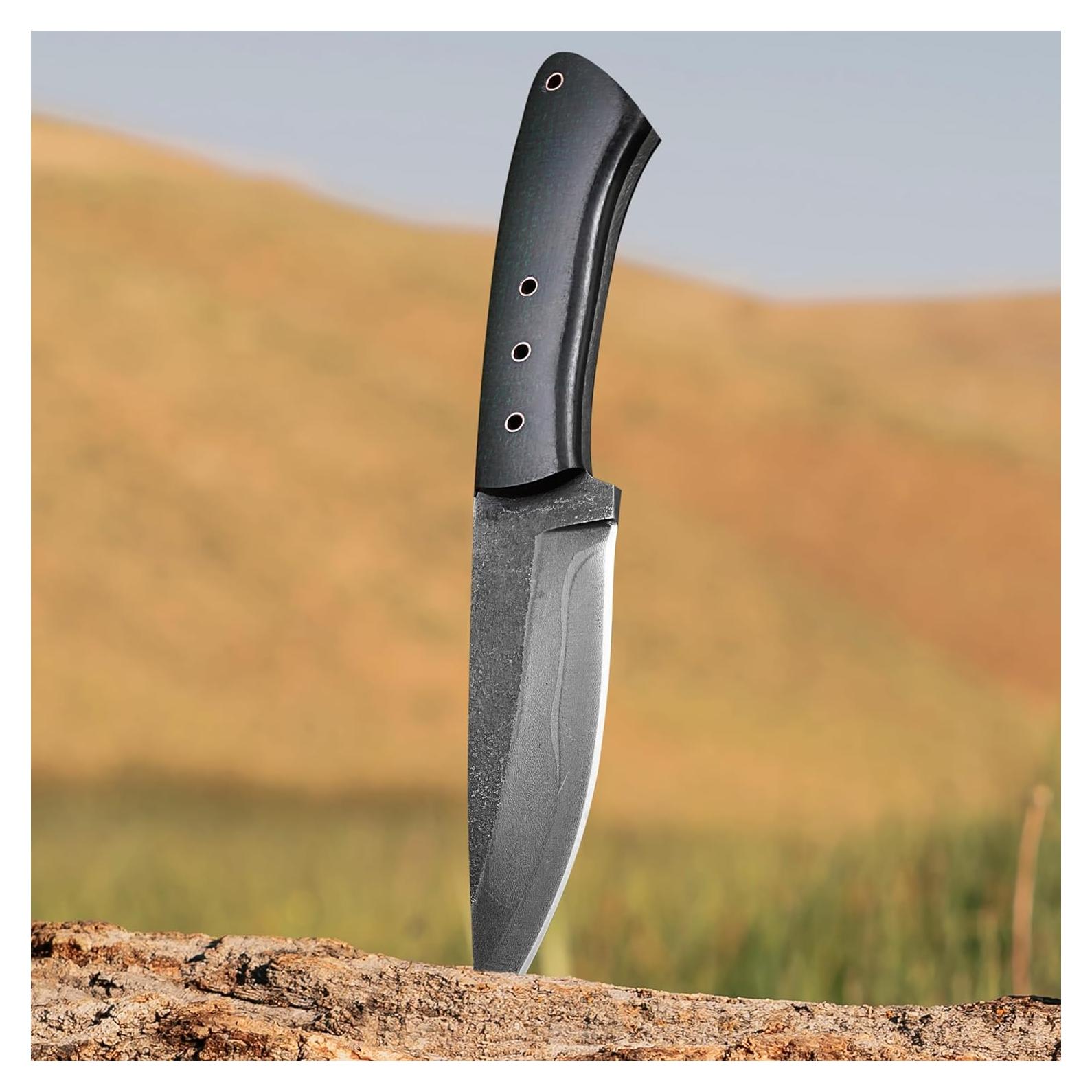 Cuchillo de Caza Prime Damascus con Funda de Cuero 24.1 cm