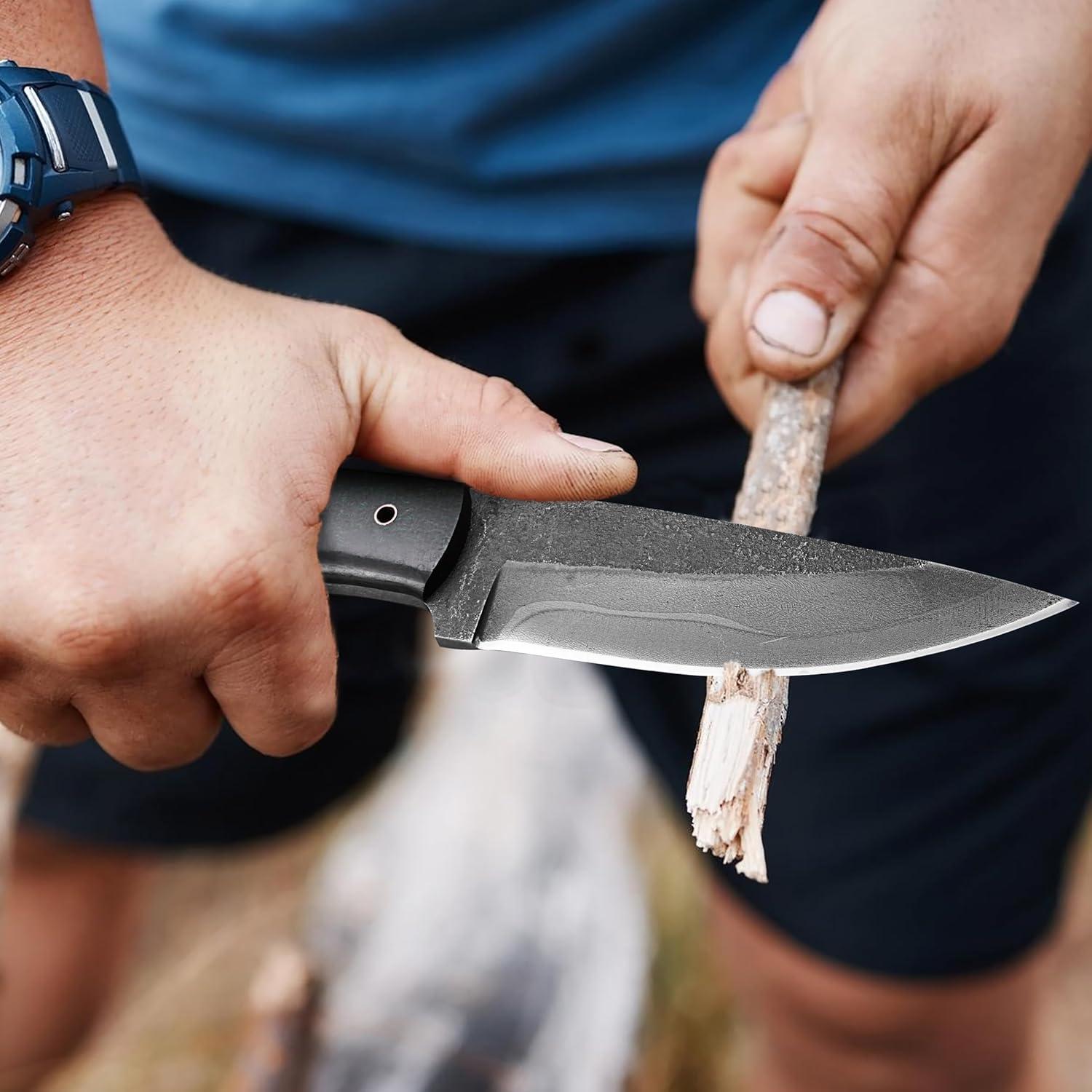 Cuchillo de Caza Prime Damascus con Funda de Cuero 24.1 cm