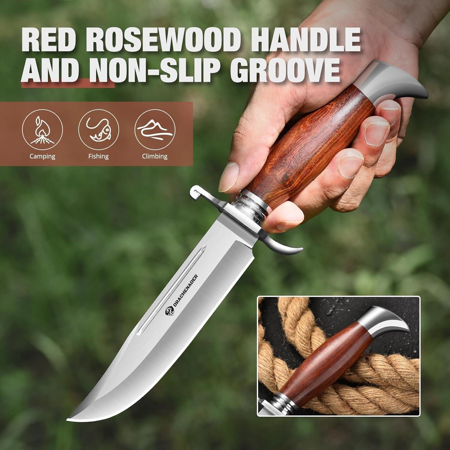 Cuchillo Bowie DRACHENADER 14.4 cm Acero Inoxidable con Funda