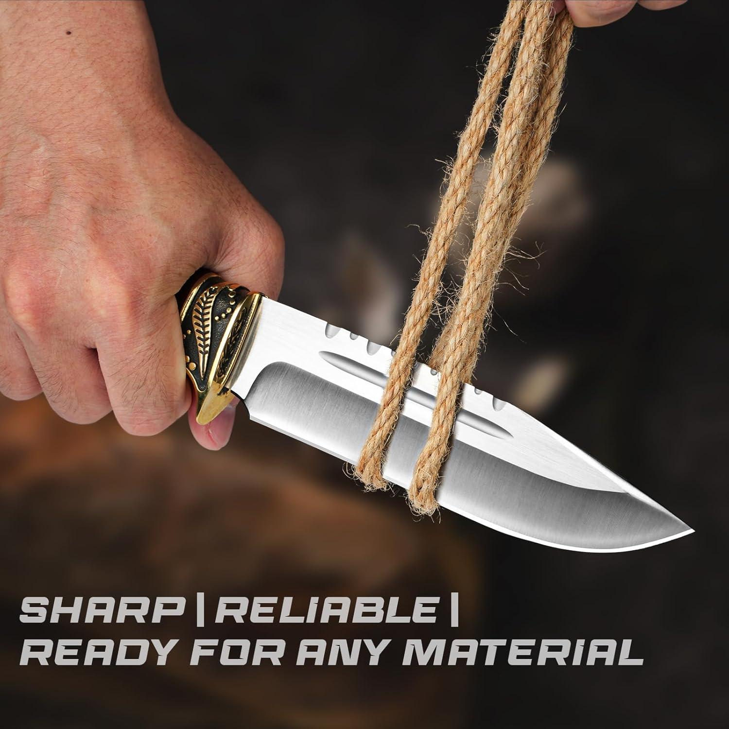 Cuchillo de Caza DRACHENADER con Funda de Cuero 29 cm