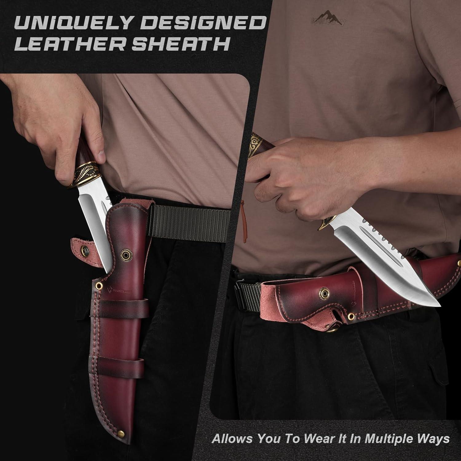 Cuchillo de Caza DRACHENADER con Funda de Cuero 29 cm