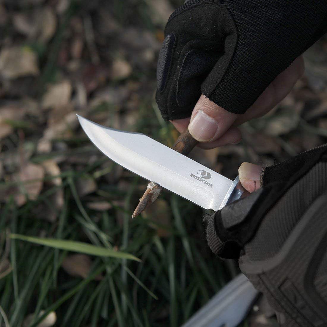 Cuchillo Bowie 2 Piezas Mossy Oak con Funda de Cuero