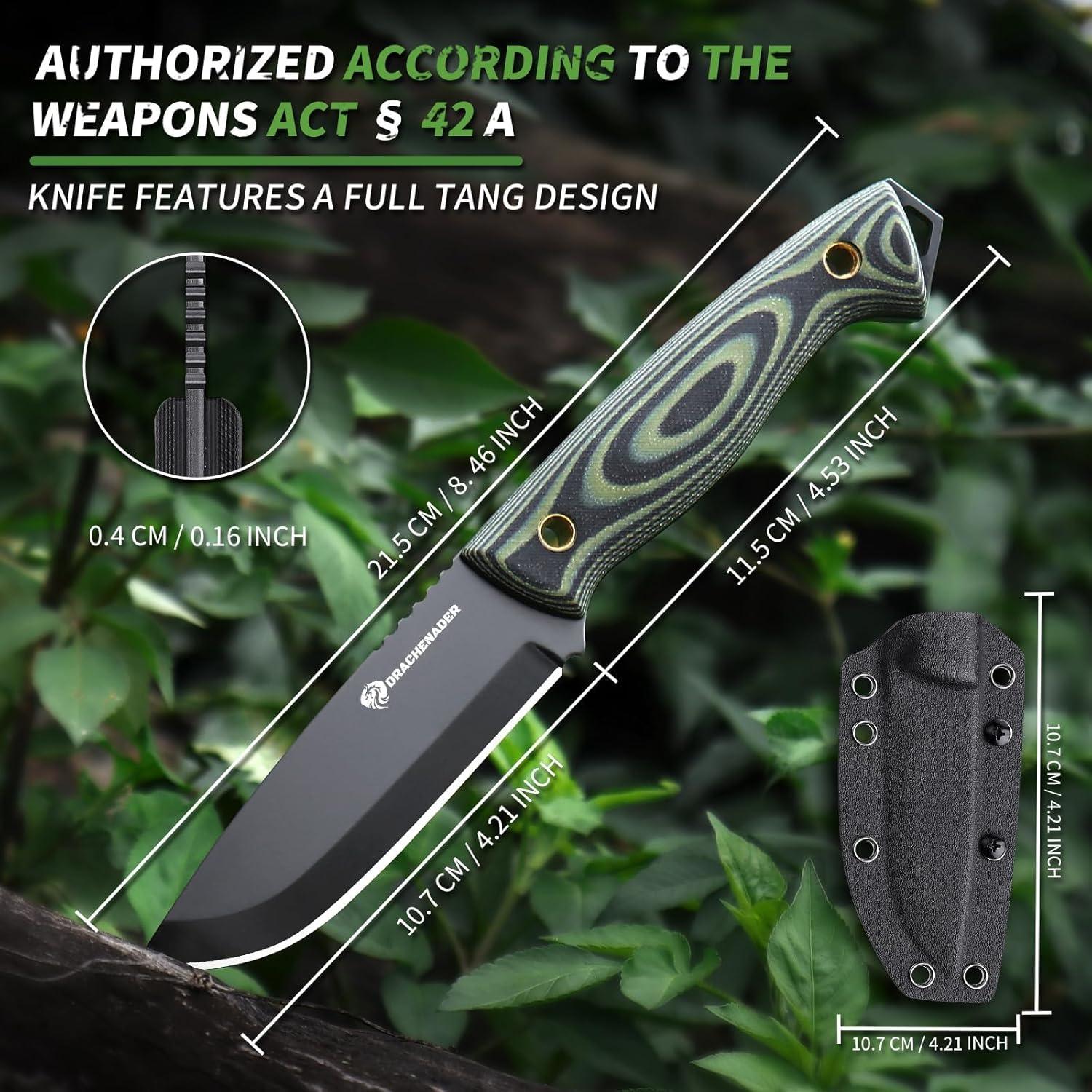 Cuchillo de Hoja Fija AQUILA-X D2 con Funda Kydex 21.5 cm
