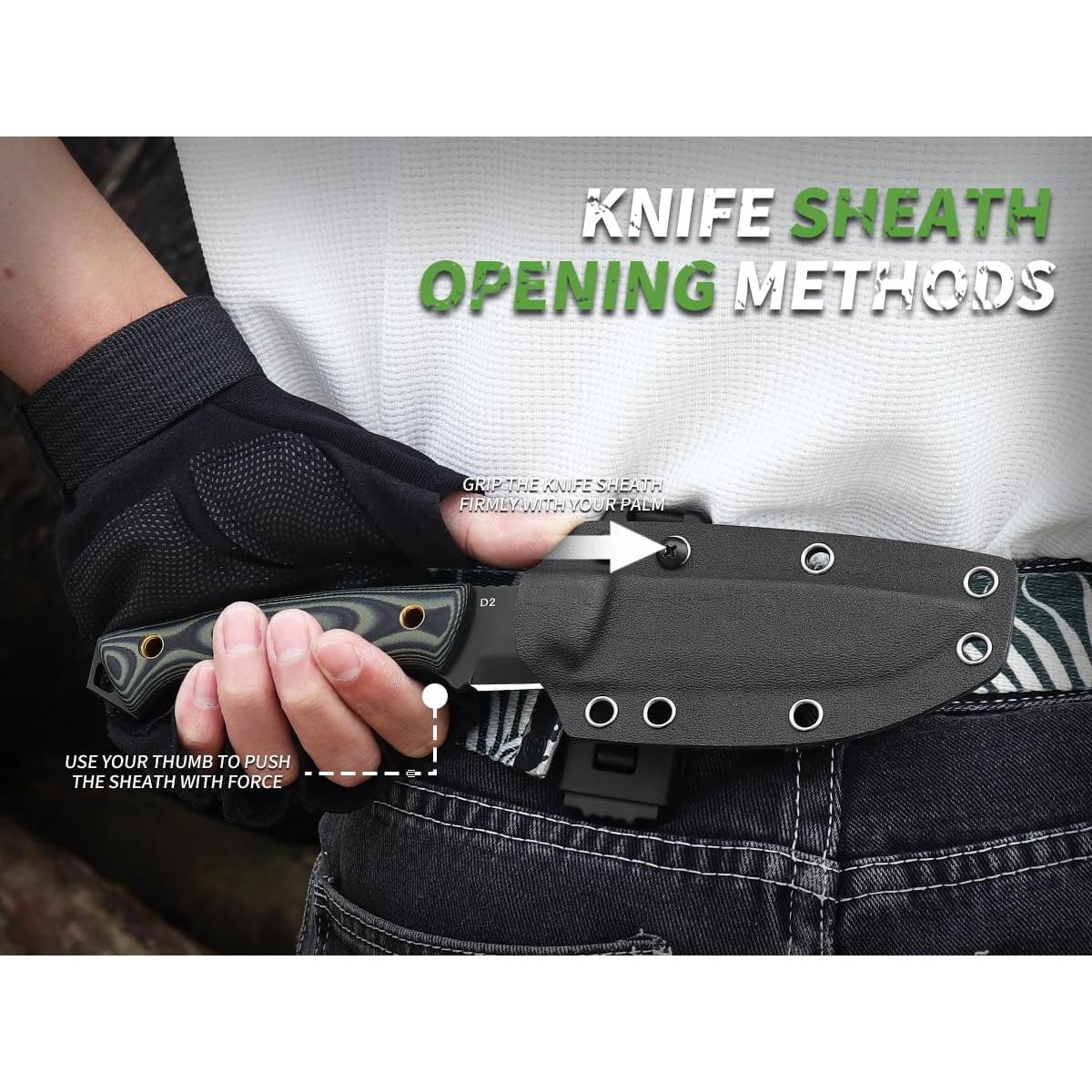 Cuchillo de Hoja Fija AQUILA-X D2 con Funda Kydex 21.5 cm