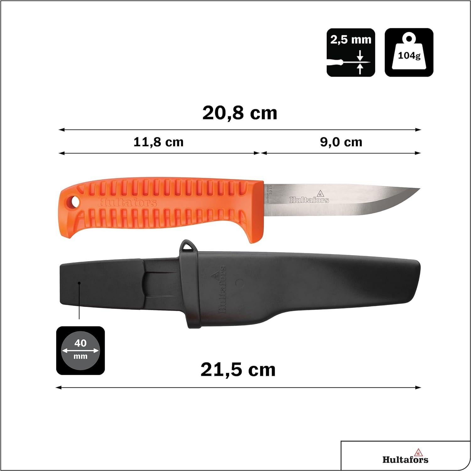 Cuchillo Hultafors HVK BIO 20.3cm con Funda - Acero Carbono