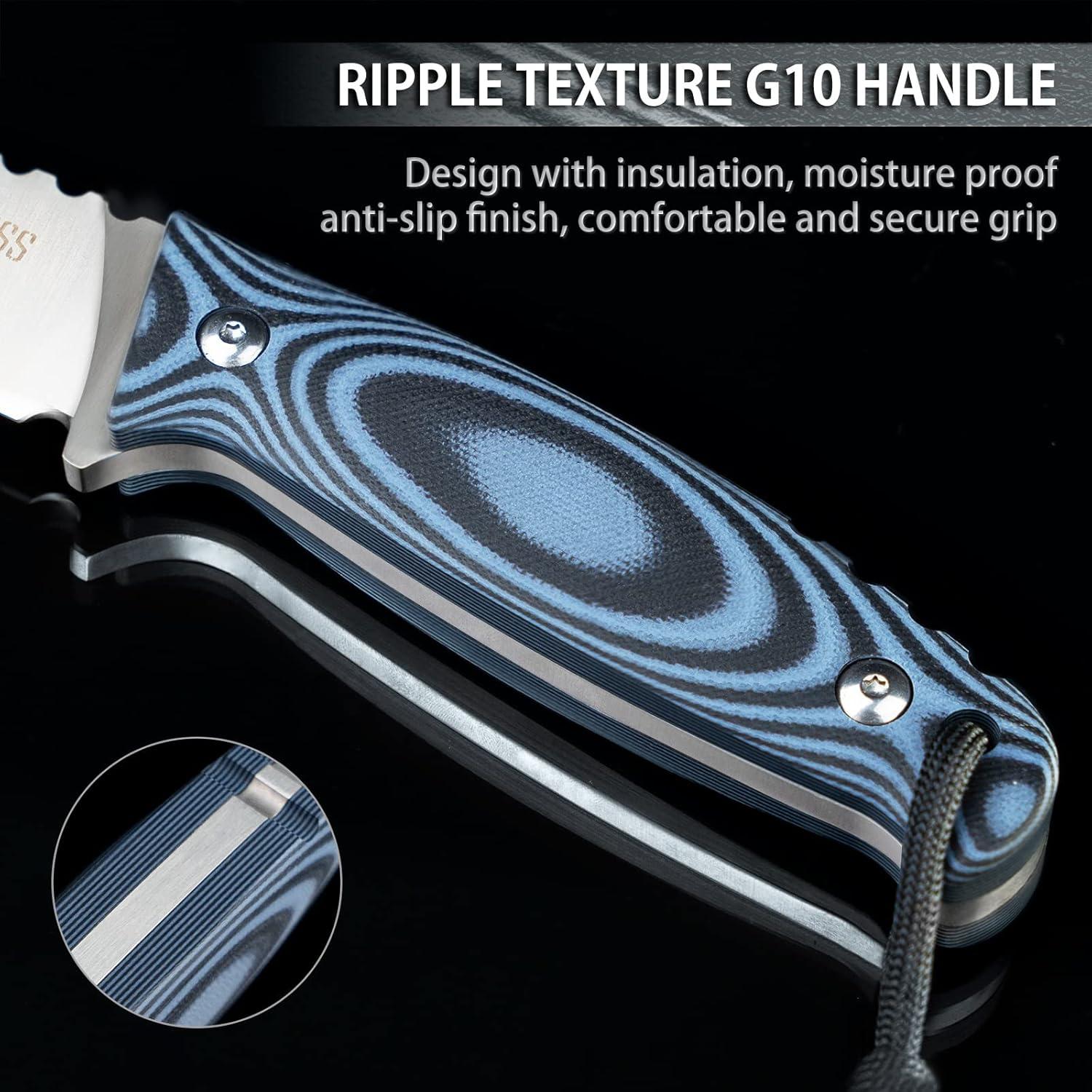 Cuchillo de Bushcraft NedFoss Hyenas 8.89 cm con Encendedor