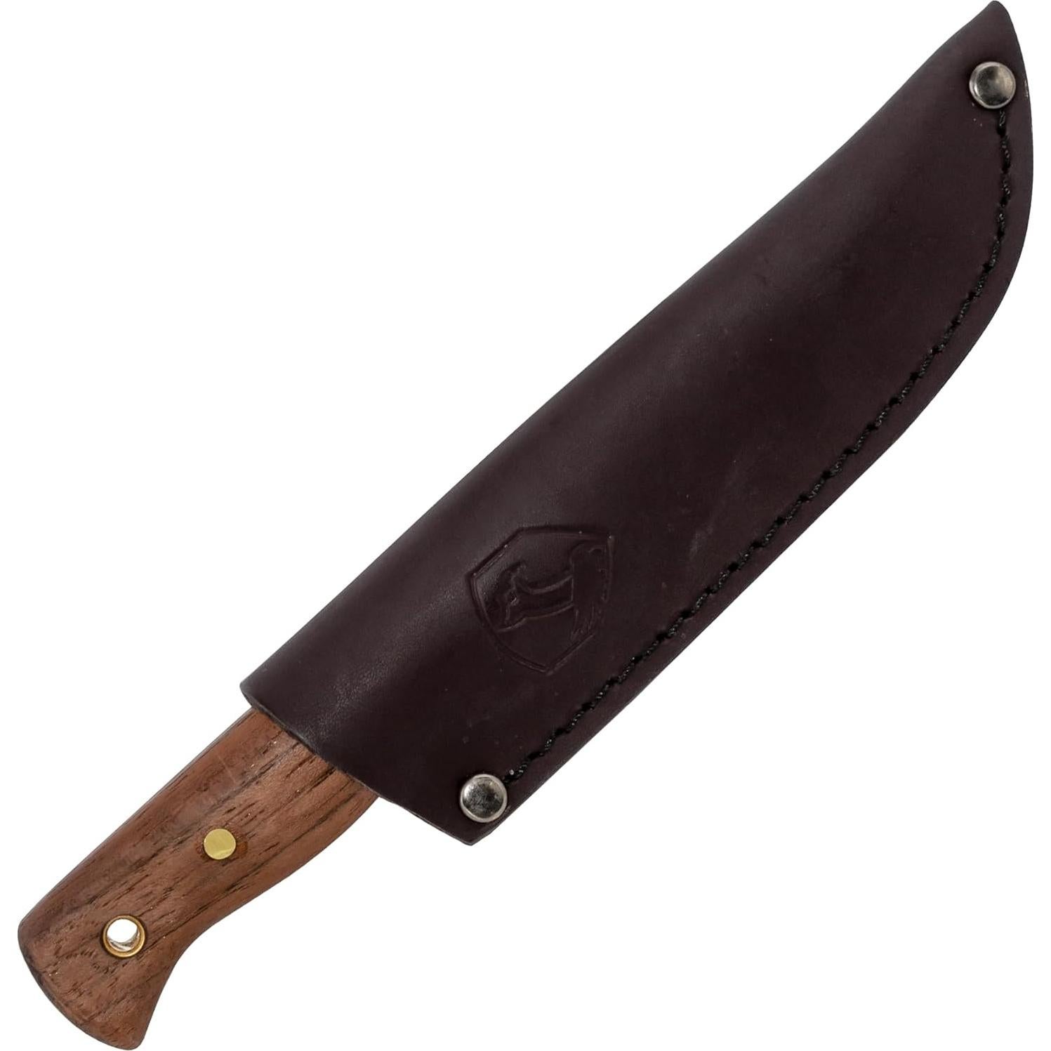 Condor Bushlore Knife - Bushcraft Knife - 1075 High Carbon Steel - Walnut Handle - Scandi Grind - Small Fixed Blade Knives - Hand Crafted Leather Sheath - 3mm Thick - 4.3in Blade - 6.1 oz