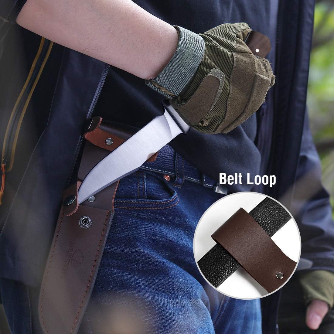 Cuchillo Fijo Mossy Oak 11" Hoja Completa con Funda de Cuero