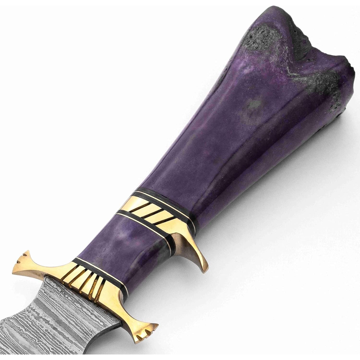 Cuchillo Bowie HUNTFORGE 40.64 cm Acero Damasco Mango Hueso