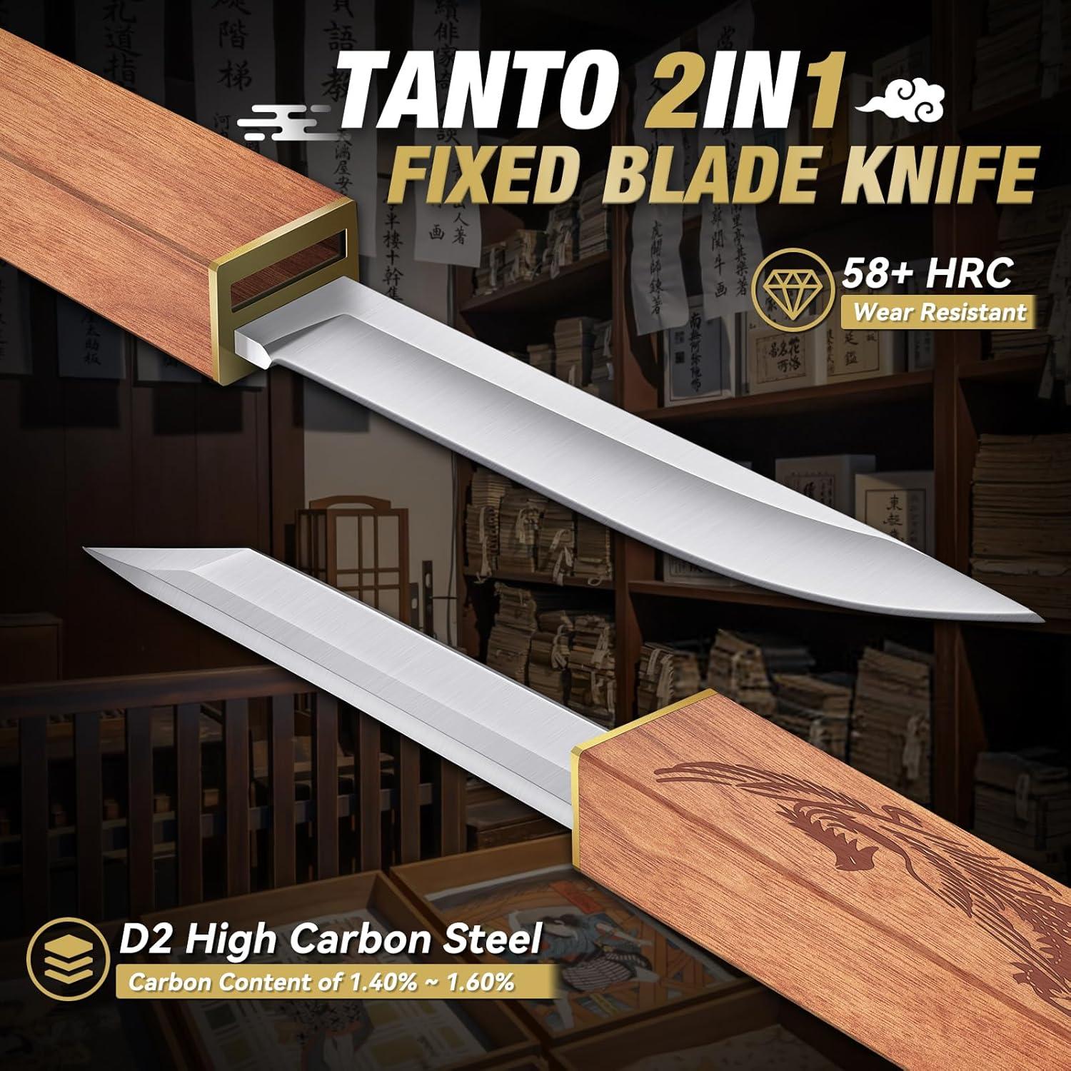 Cuchillo de Supervivencia Dragón Púrpura 2 en 1 - Acero D2