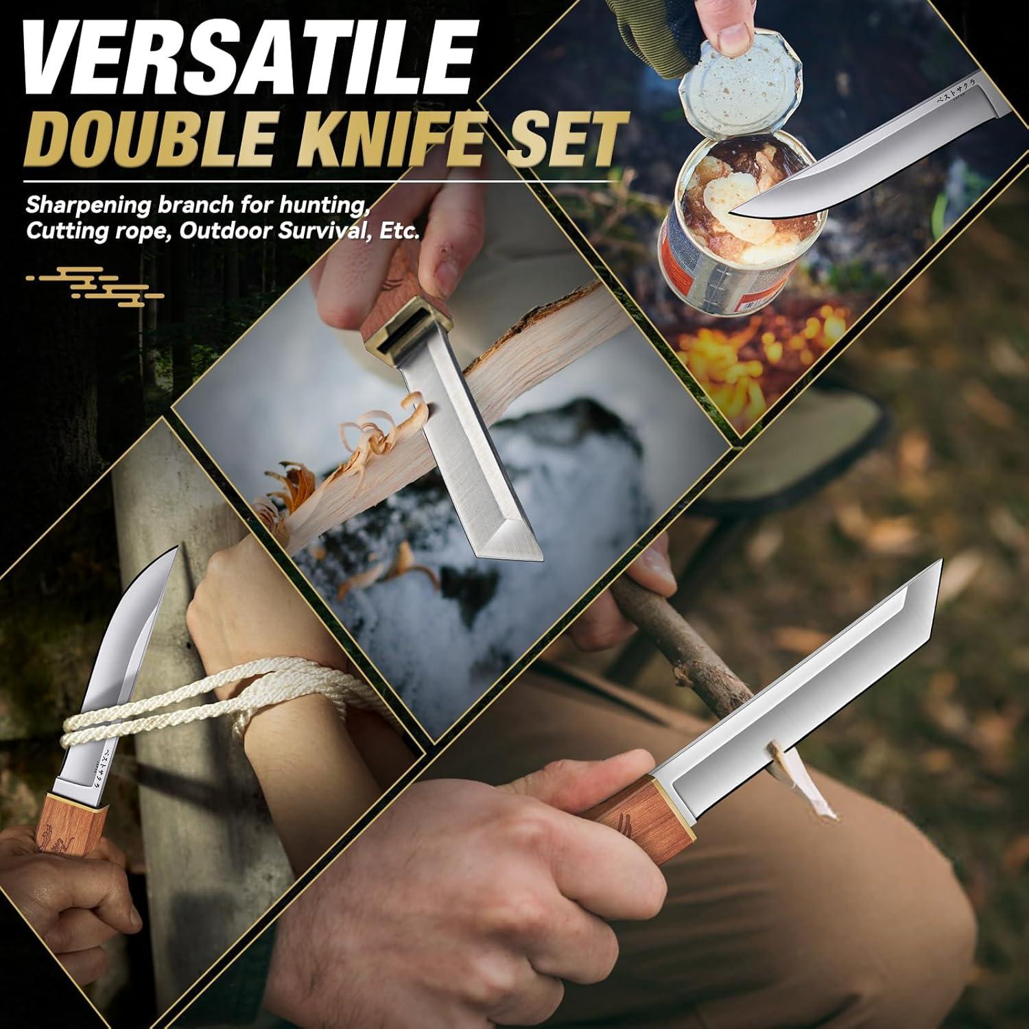 Cuchillo de Supervivencia Dragón Púrpura 2 en 1 - Acero D2