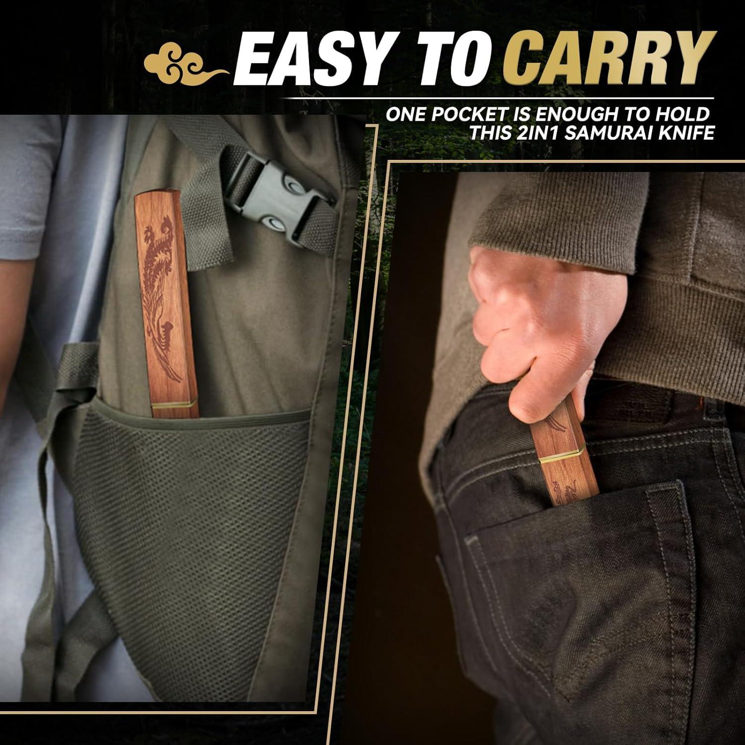 Cuchillo de Supervivencia Dragón Púrpura 2 en 1 - Acero D2