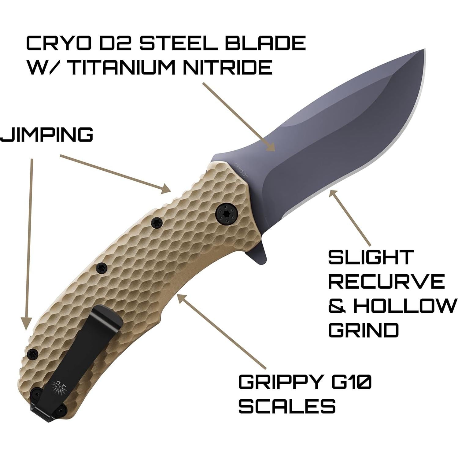 Cuchillo EDC Off-Grid Fuego Rápido Coyote D2 Criogénico