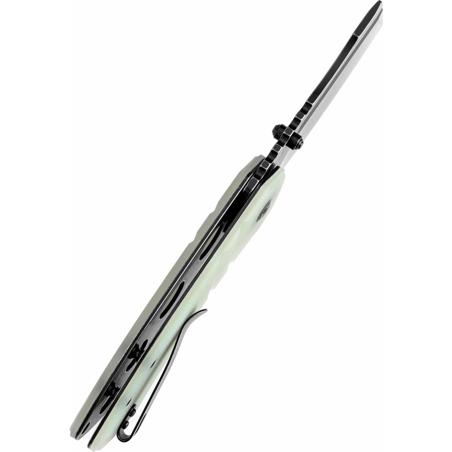 KANSEPT M+ Korvid Pocket Folding Knives for Men Women Camping Hiking Folding Knife 3.07'' Blackwash 154CM Blade EDC Knife with Jade G10 Handle Everyday Carry T2030B6U