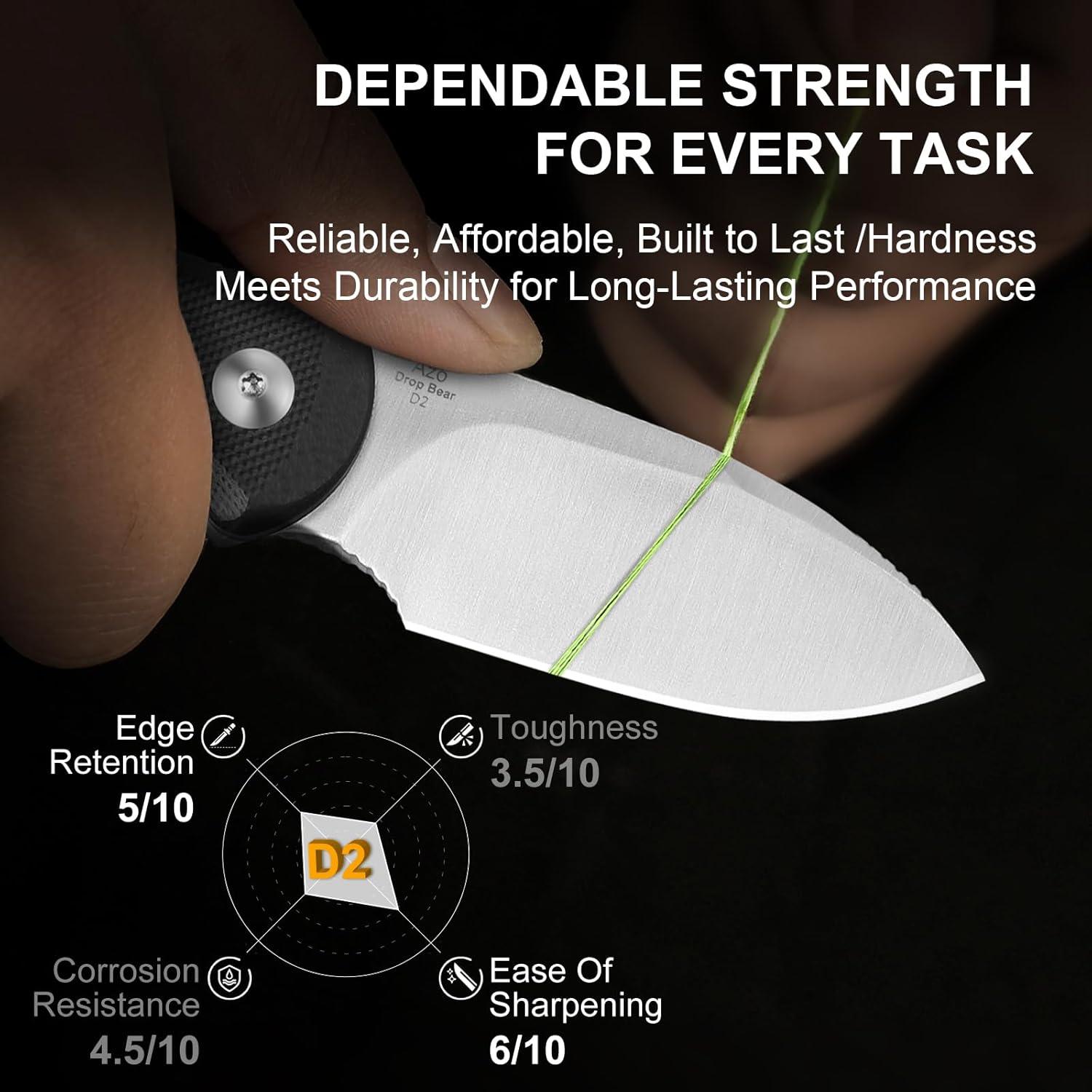 Cuchillo de hoja fija Kizer Drop Bear D2 6.53 cm EDC Camping