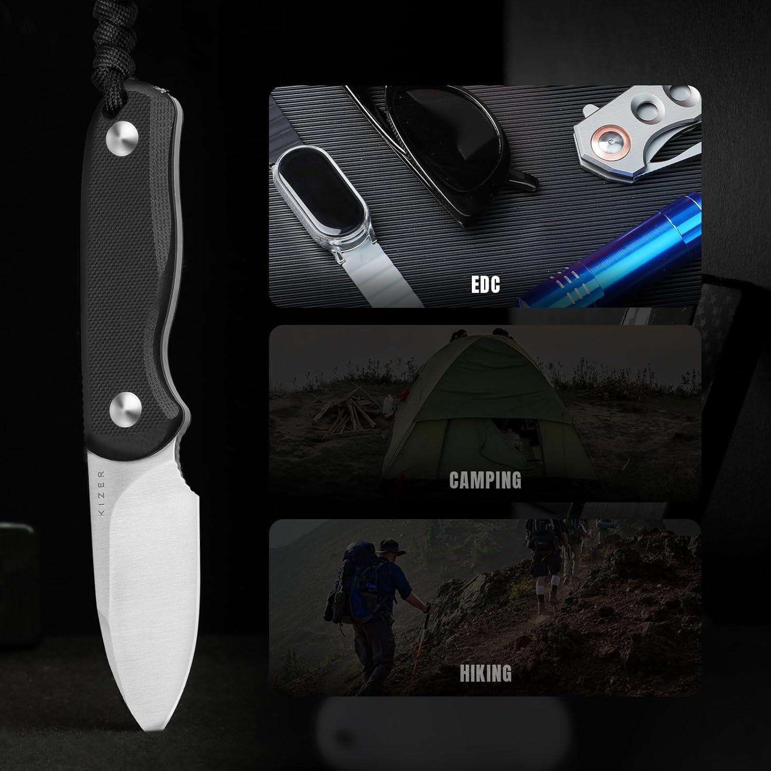 Cuchillo de hoja fija Kizer Drop Bear D2 6.53 cm EDC Camping