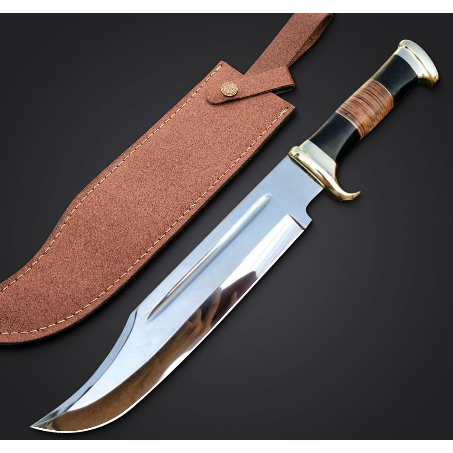 Cuchillo Bowie WARIVO 18" Acero D2 con Funda de Cuero