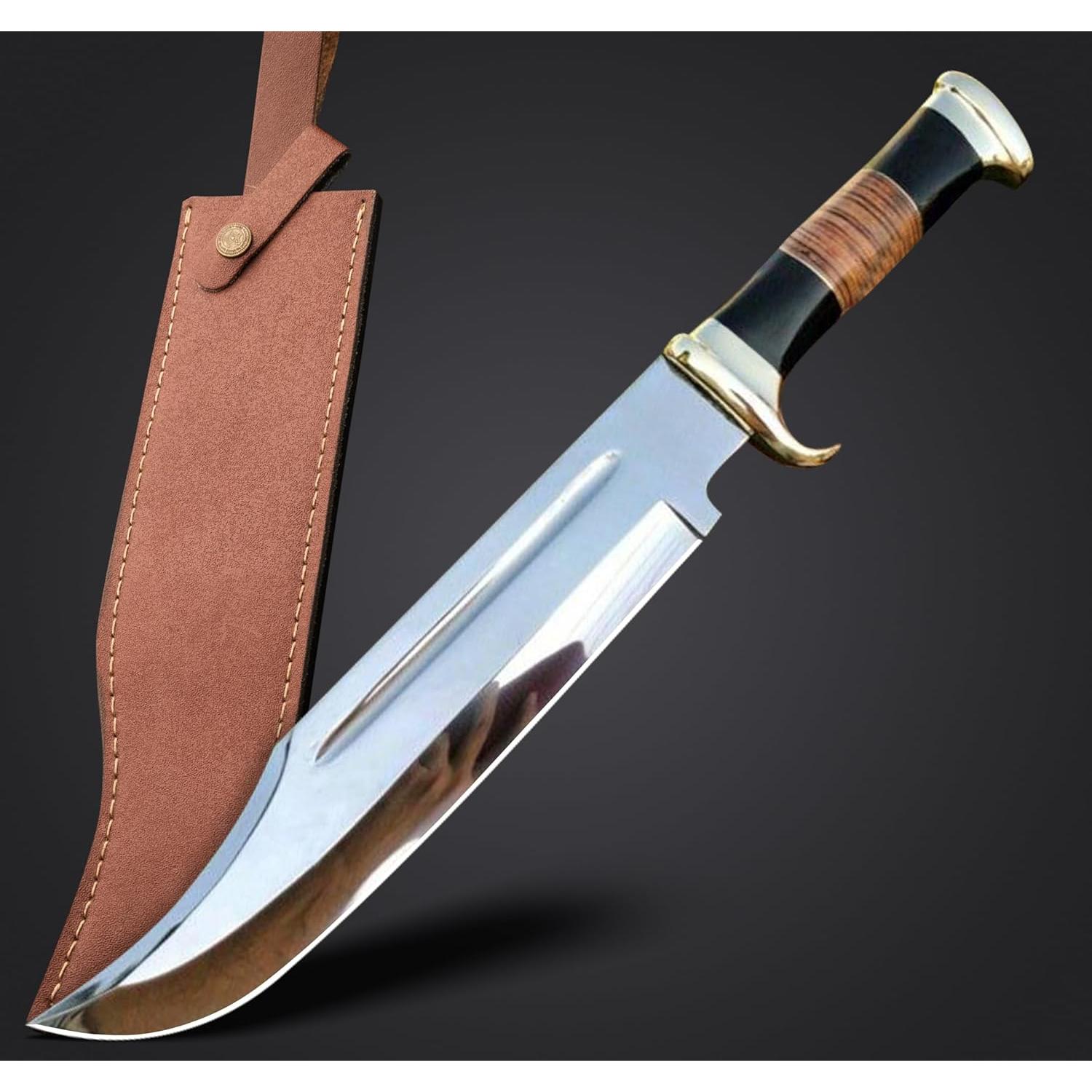 Cuchillo Bowie WARIVO 18" Acero D2 con Funda de Cuero