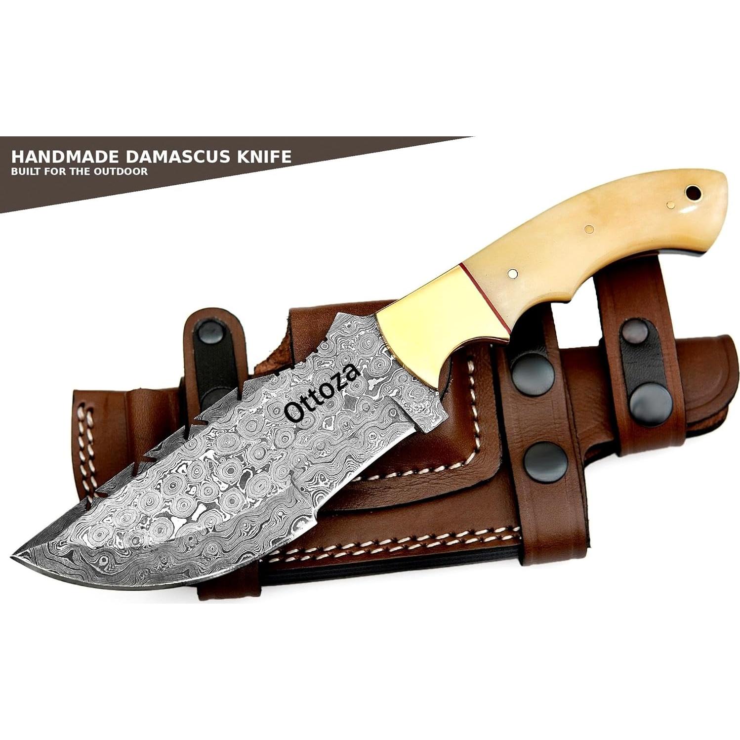 Cuchillo Rastreador Ottoza 115 - Acero Damasco Hecho a Mano 25 cm