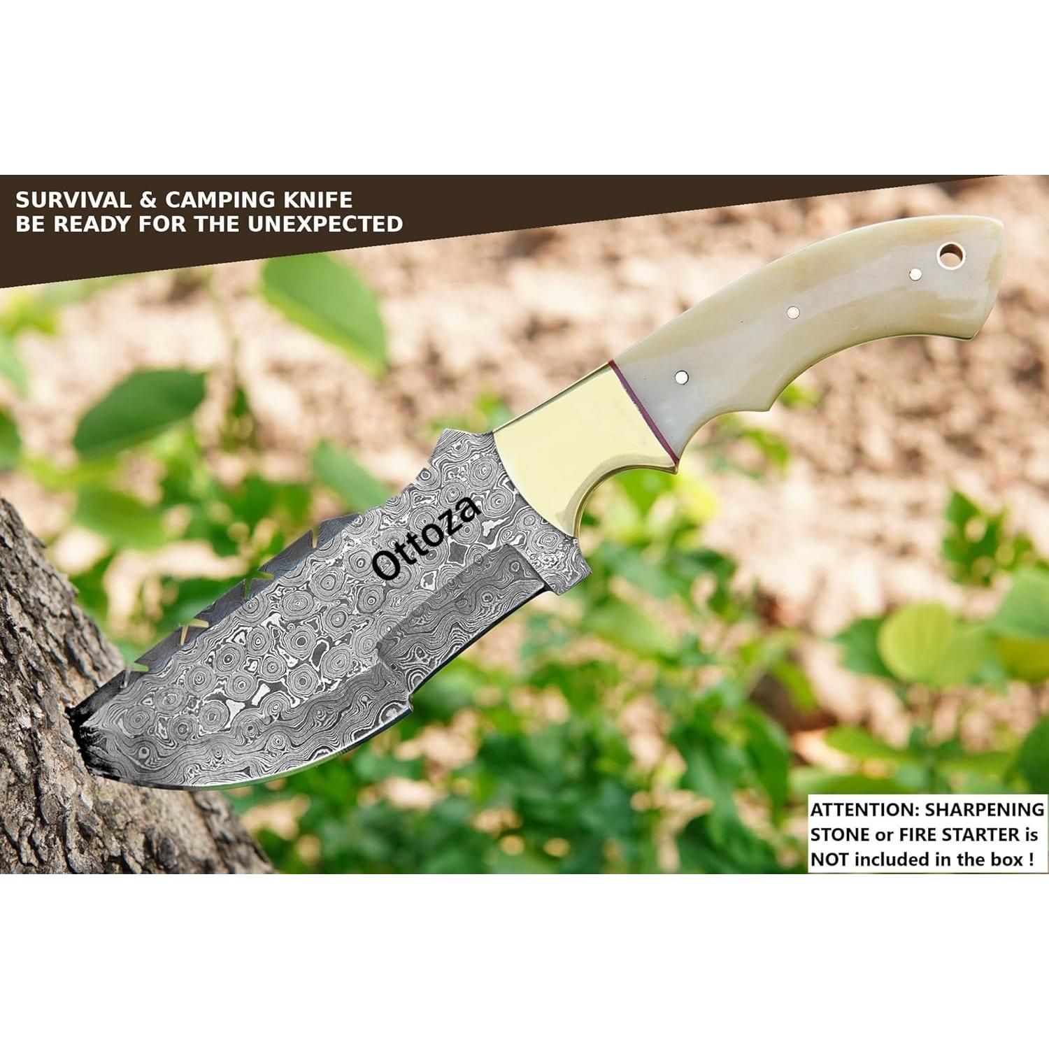 Cuchillo Rastreador Ottoza 115 - Acero Damasco Hecho a Mano 25 cm