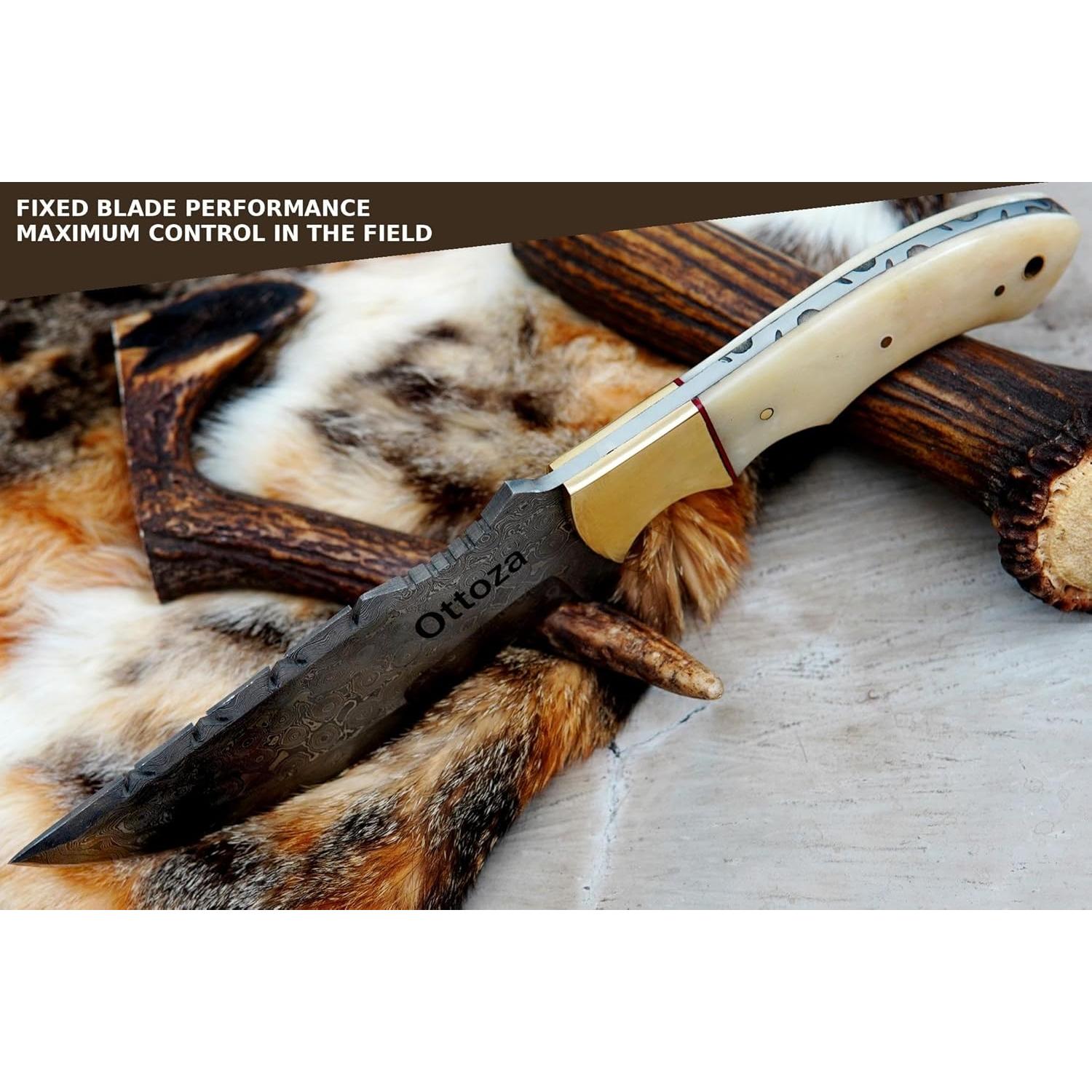 Cuchillo Rastreador Ottoza 115 - Acero Damasco Hecho a Mano 25 cm