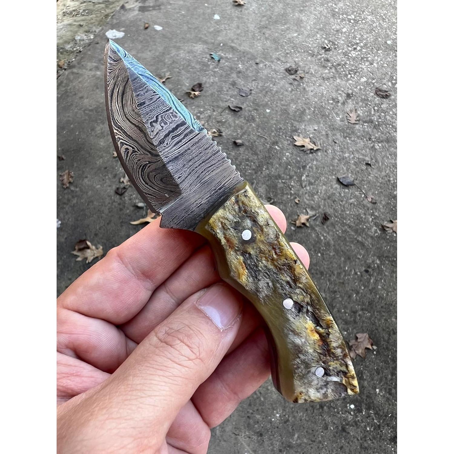 Cuchillo Skiner Poshland BC-69 Acero Damasco 6.35 cm Mango Cuerno