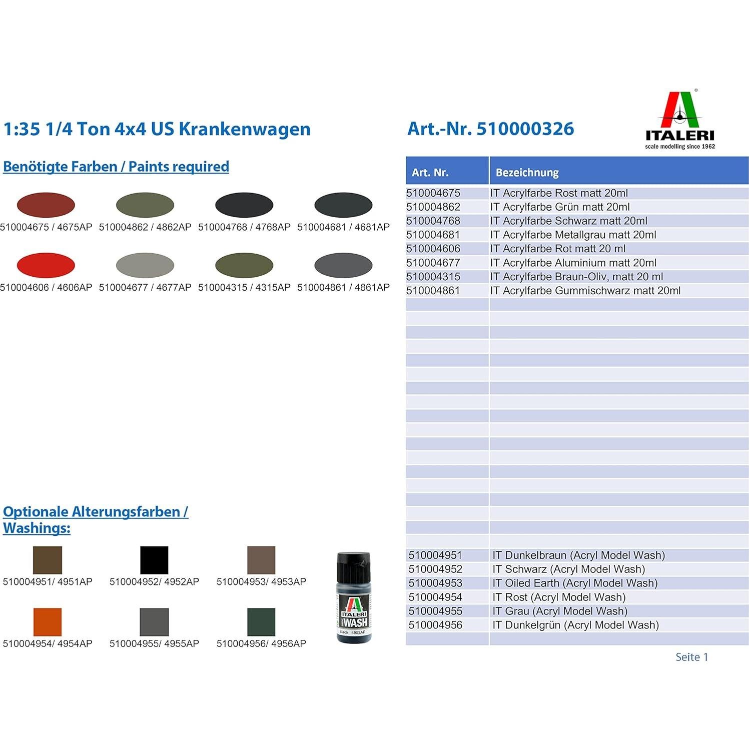 Italeri 510000326 - Kit Modelo 1/4 Ton 4x4 Ambulancia Jeep 1:35