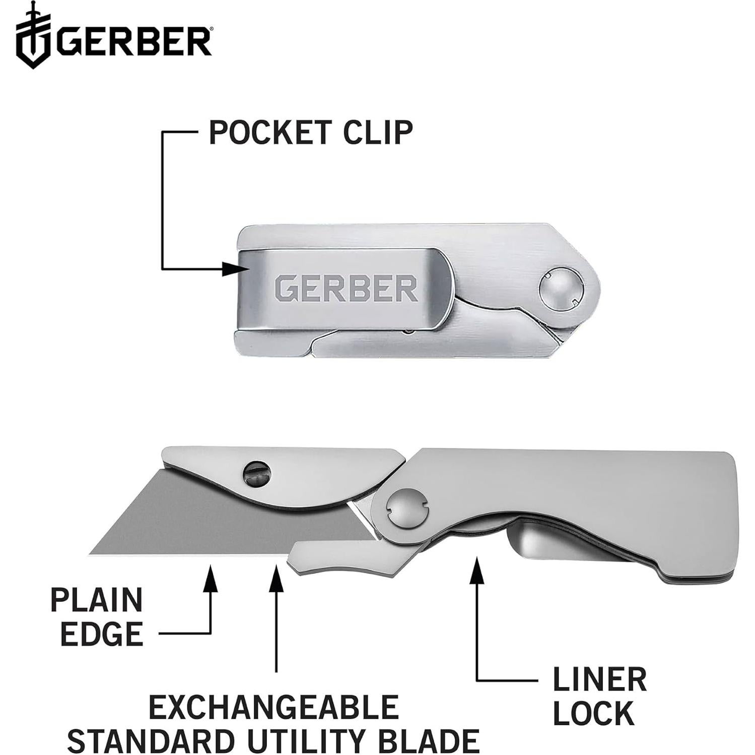 Cuchillo de bolsillo Gerber EAB de acero inoxidable 12.95 cm