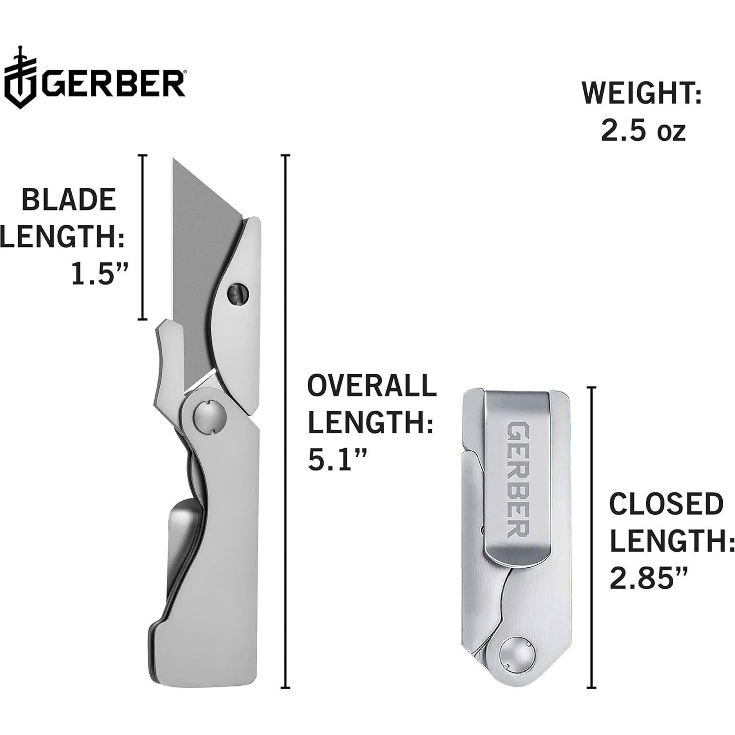 Cuchillo de bolsillo Gerber EAB de acero inoxidable 12.95 cm