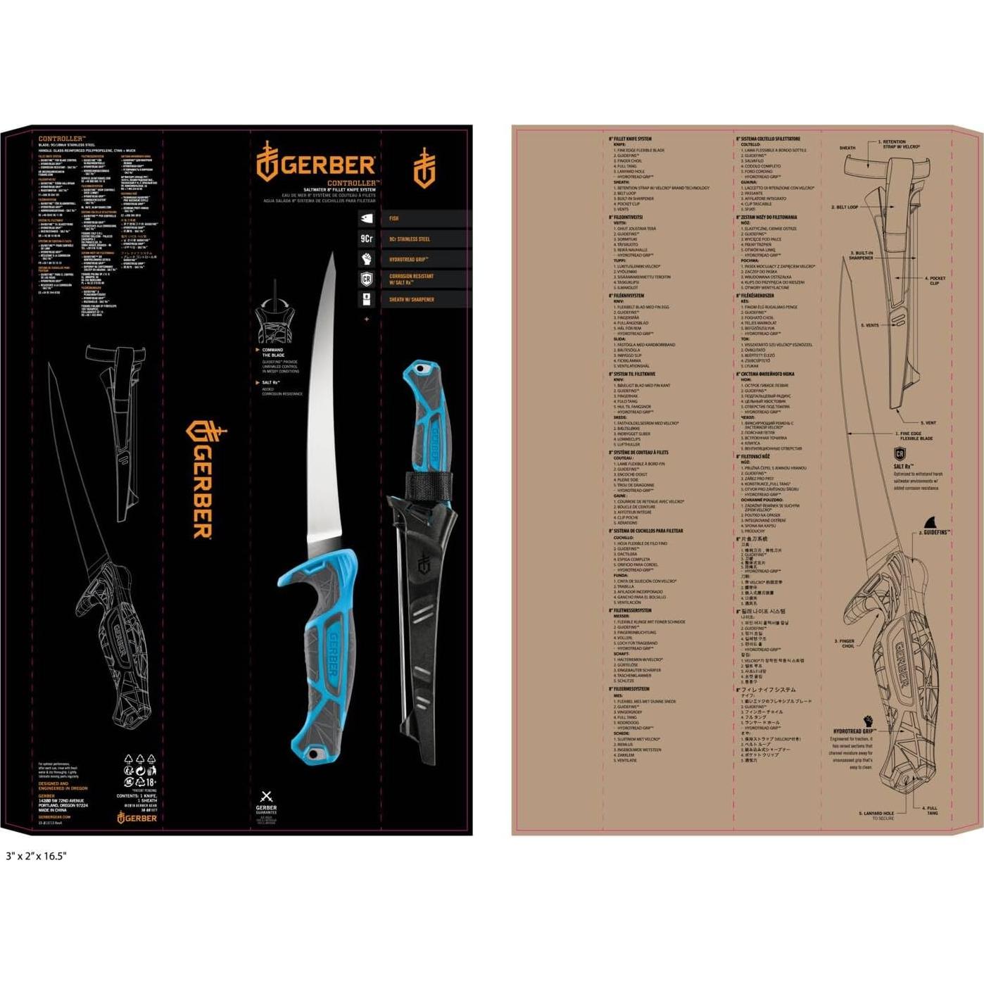 Cuchillo de Filete Gerber Gear 20.32 cm para Pesca Cian
